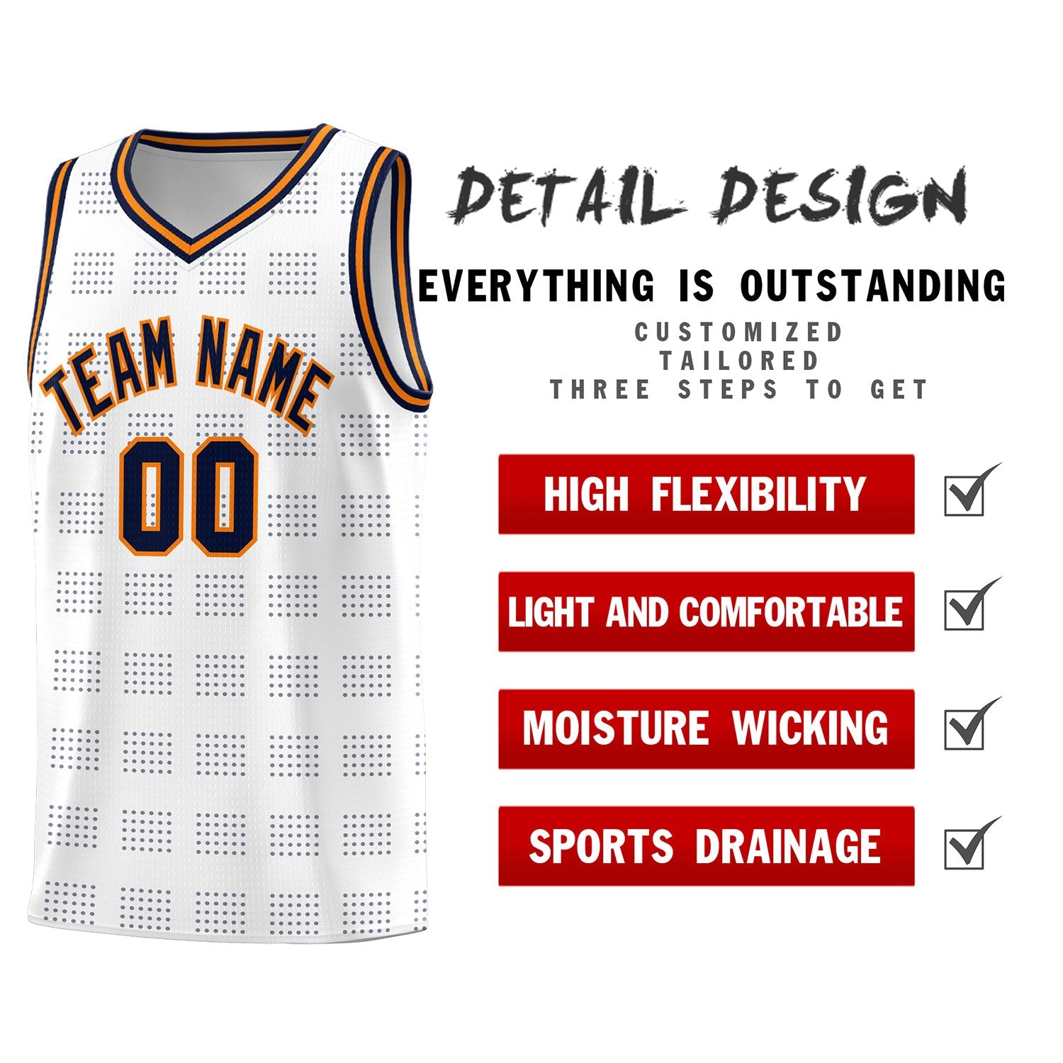 Custom Red Navy Trailblazer Dot Pattern Sports Uniform Basketball Jersey