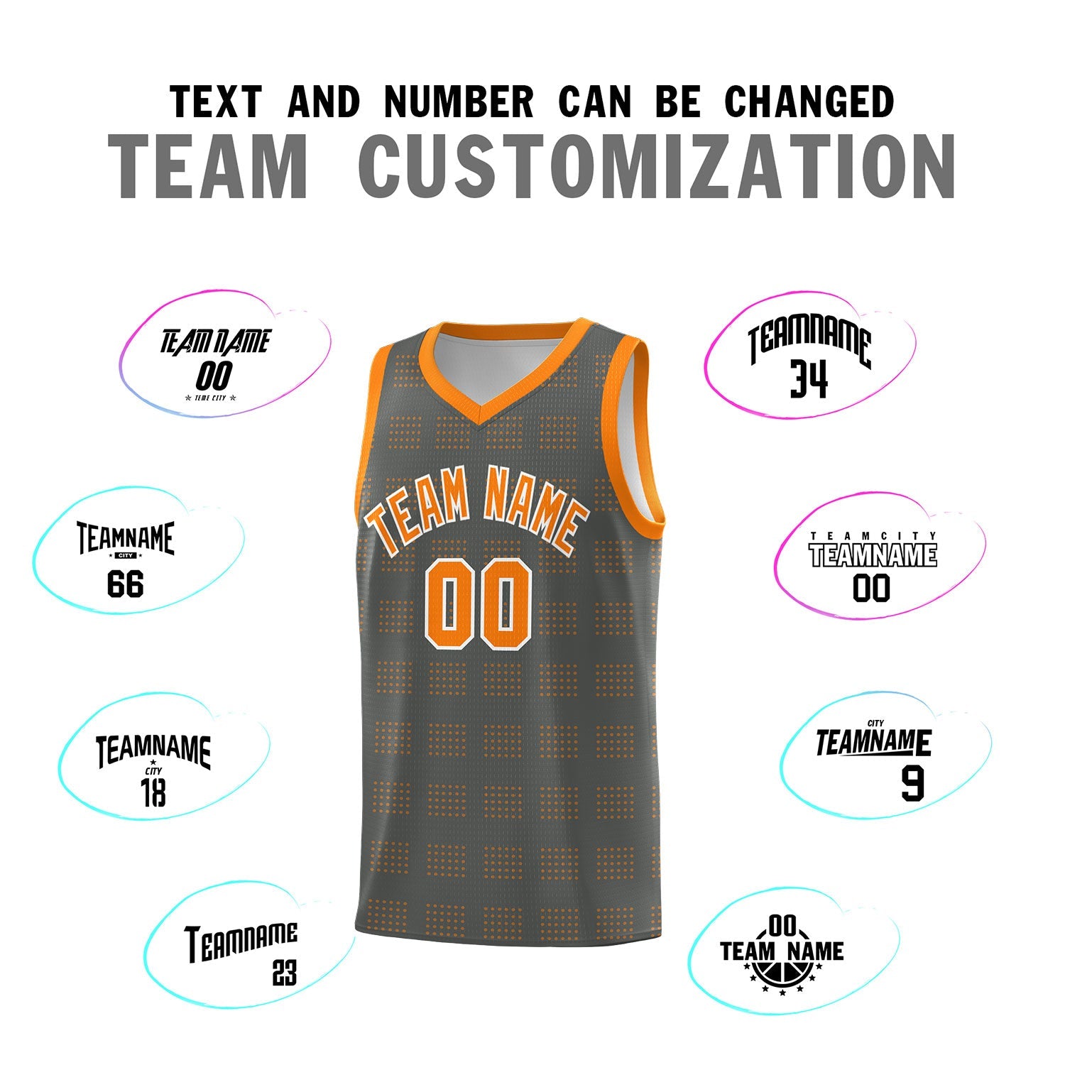 Custom Dark Gray Orange Trailblazer Dot Pattern Sports Uniform Basketball Jersey