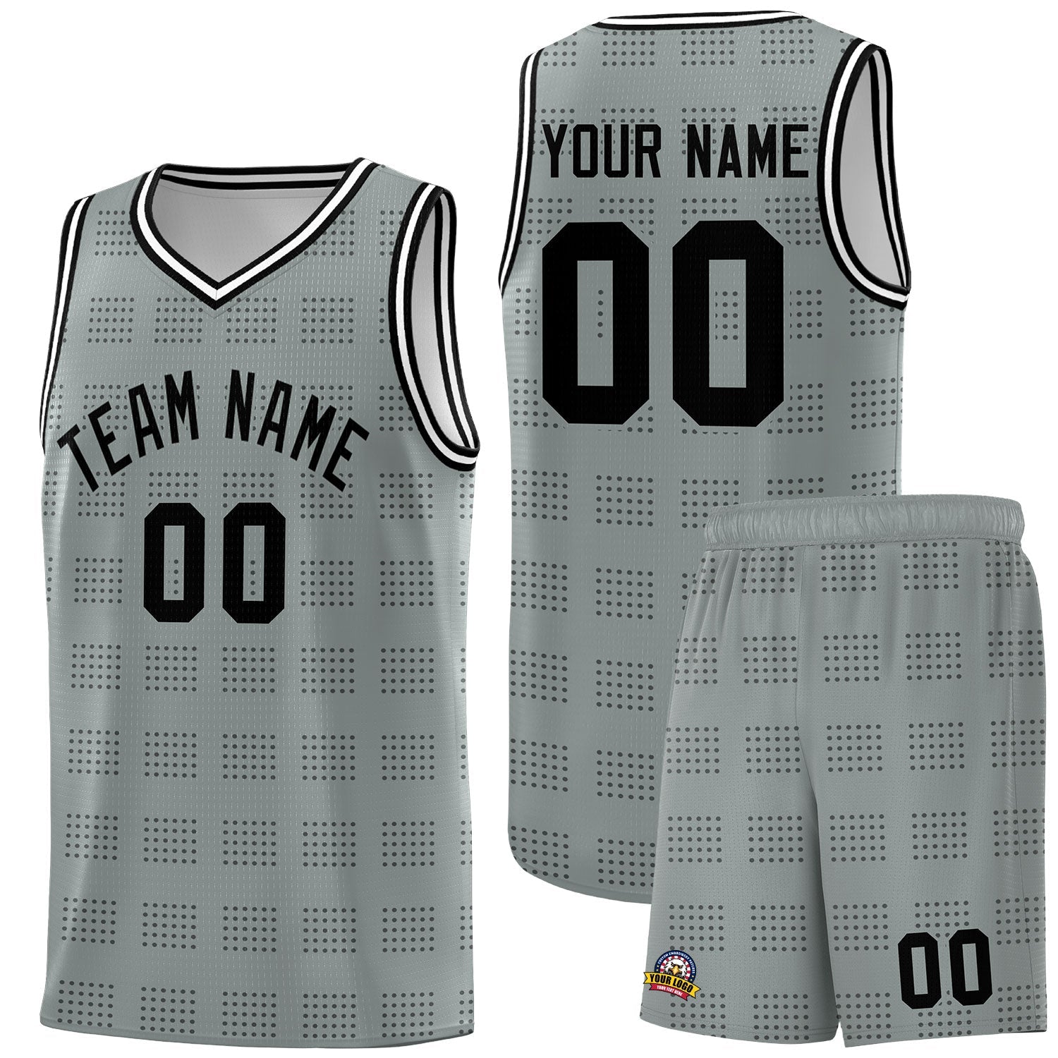 Custom Dark Gray Black Trailblazer Dot Pattern Sports Uniform Basketball Jersey