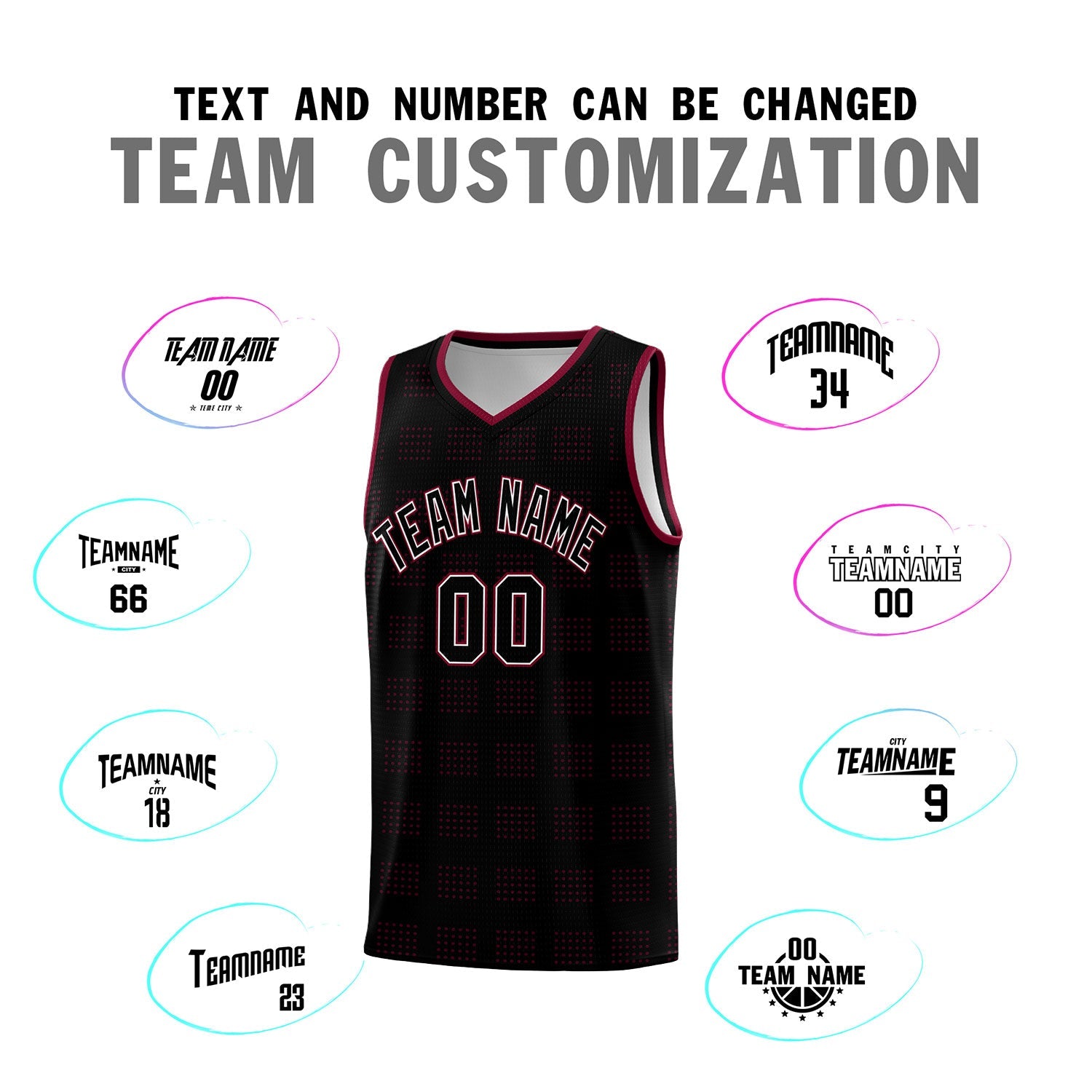 Custom Black Crimson Trailblazer Dot Pattern Sports Uniform Basketball Jersey