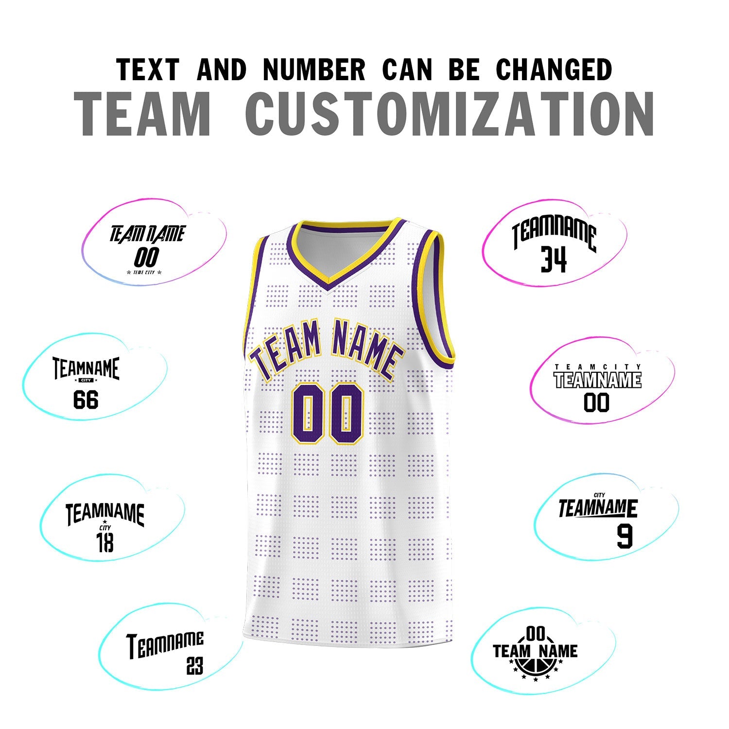 Custom White Purple Trailblazer Dot Pattern Sports Uniform Basketball Jersey