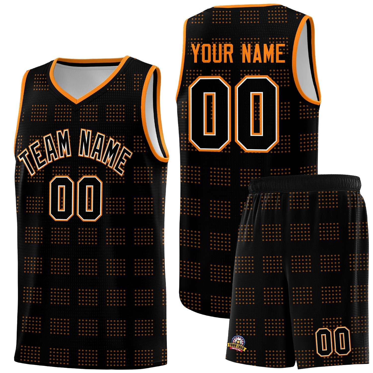 Custom Black Orange Trailblazer Dot Pattern Sports Uniform Basketball Jersey