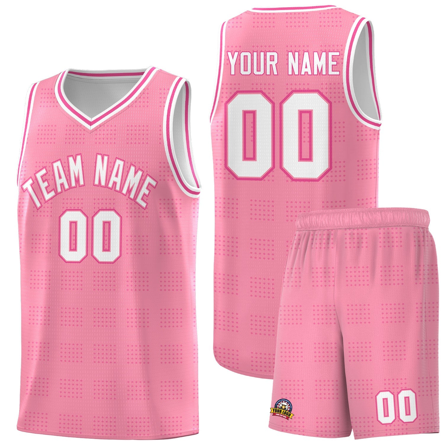 Custom Light Pink Pink Trailblazer Dot Pattern Sports Uniform Basketball Jersey