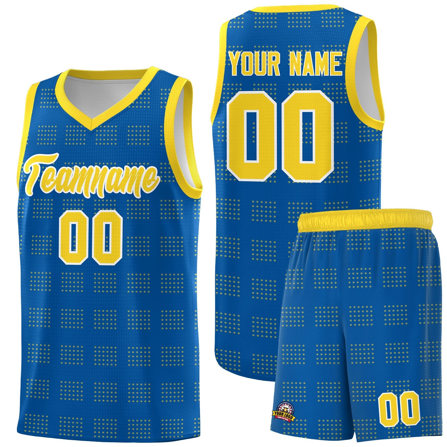 Custom Royal Gold Trailblazer Dot Pattern Sports Uniform Basketball Jersey