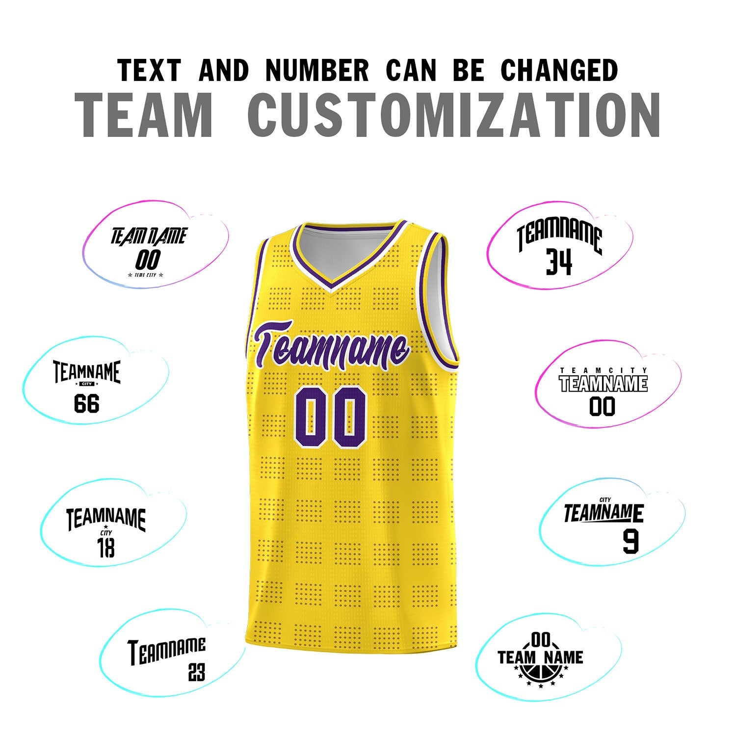 Custom Gold Purple Trailblazer Dot Pattern Sports Uniform Basketball Jersey