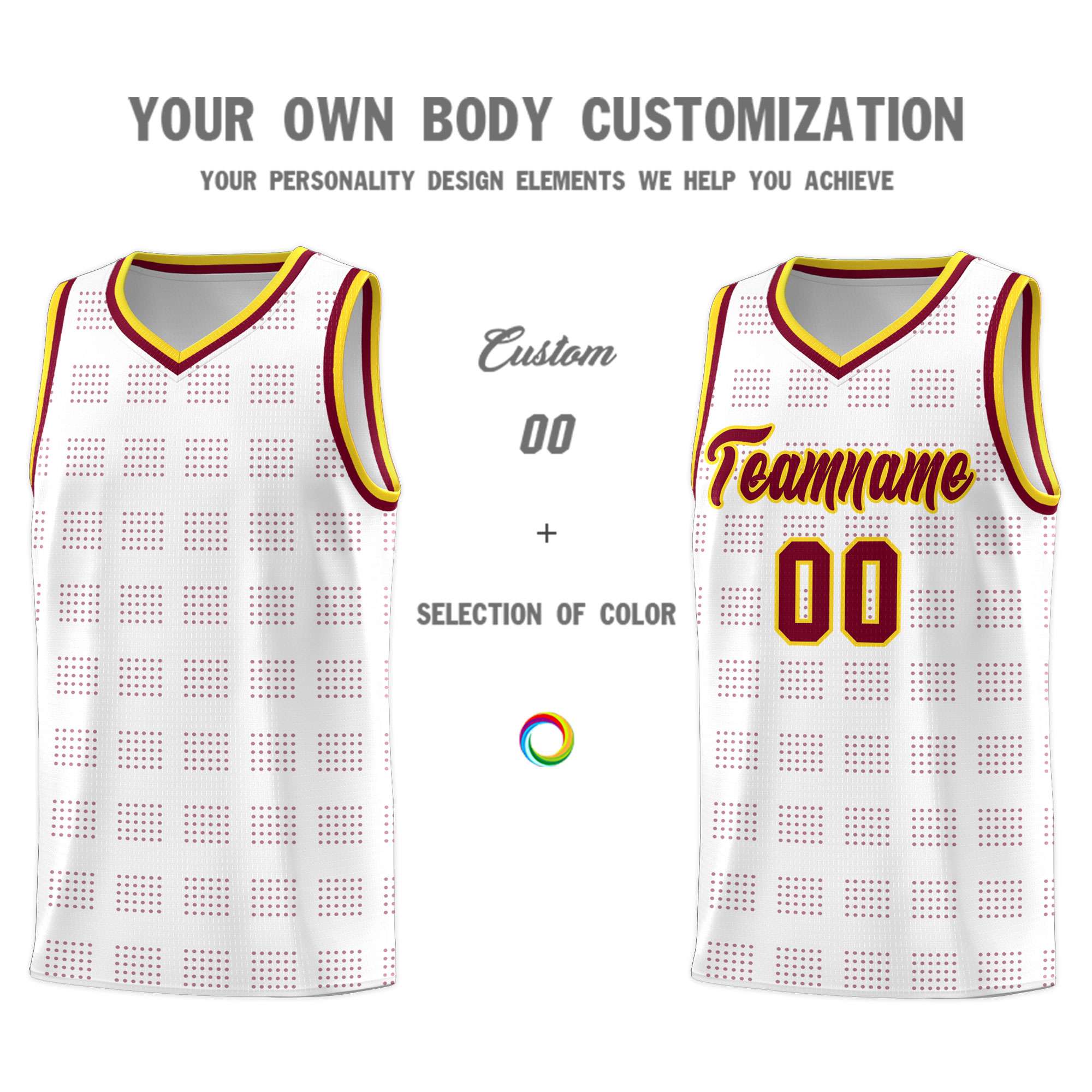 Custom White Crimson Trailblazer Dot Pattern Sports Uniform Basketball Jersey