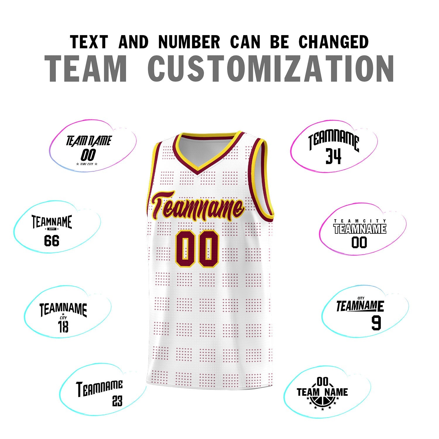 Custom White Crimson Trailblazer Dot Pattern Sports Uniform Basketball Jersey