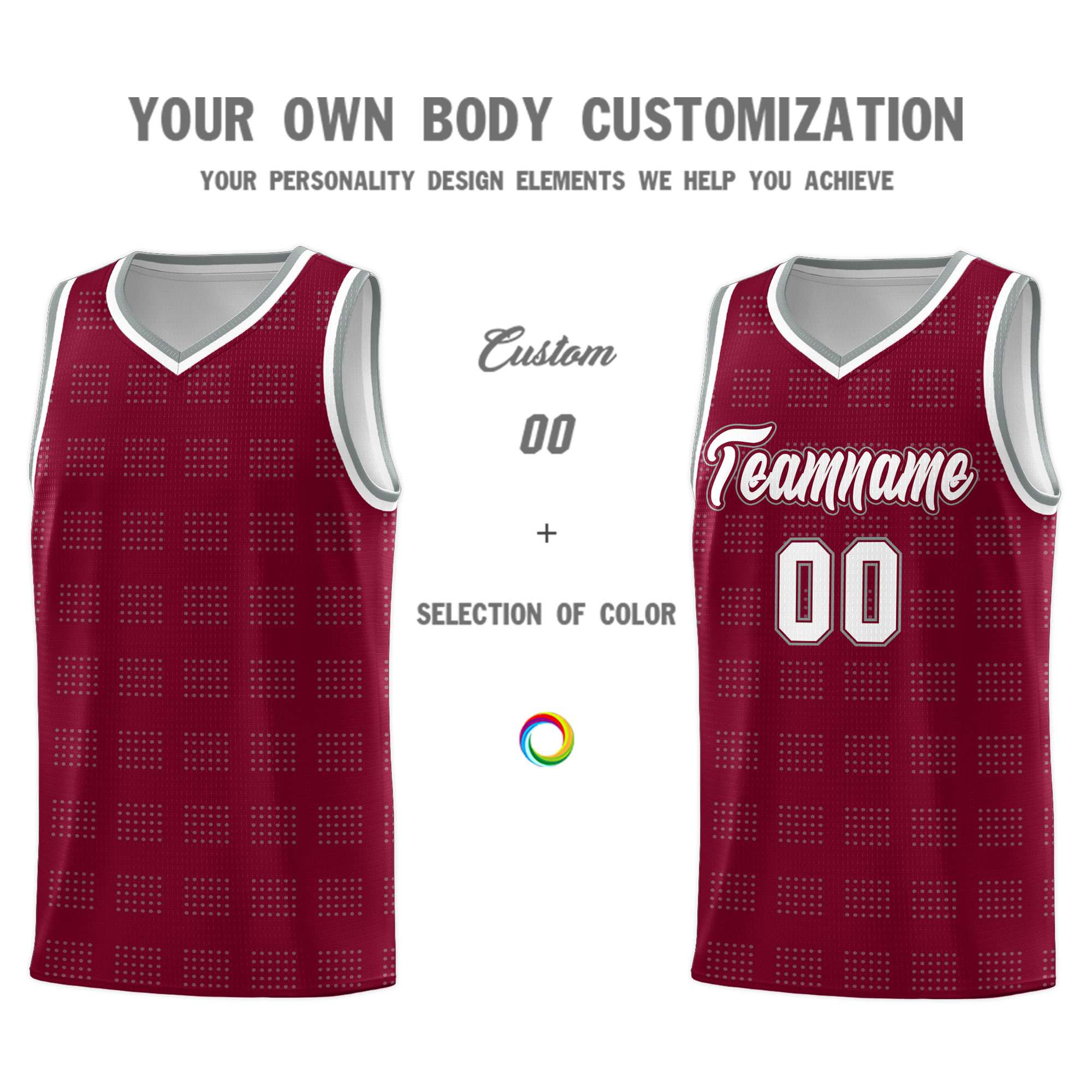 Custom Crimson Gray Trailblazer Dot Pattern Sports Uniform Basketball Jersey