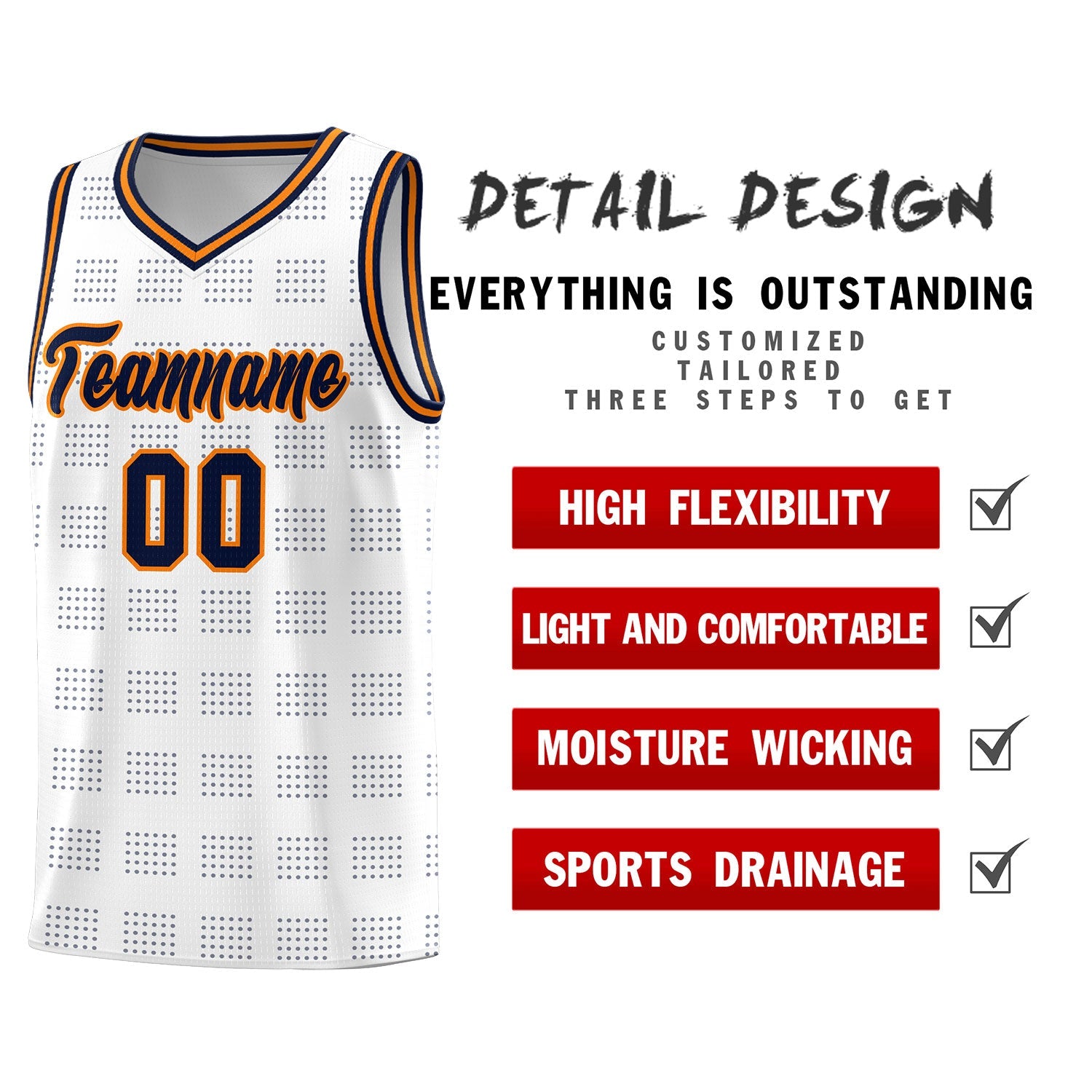 Custom Red Navy Trailblazer Dot Pattern Sports Uniform Basketball Jersey