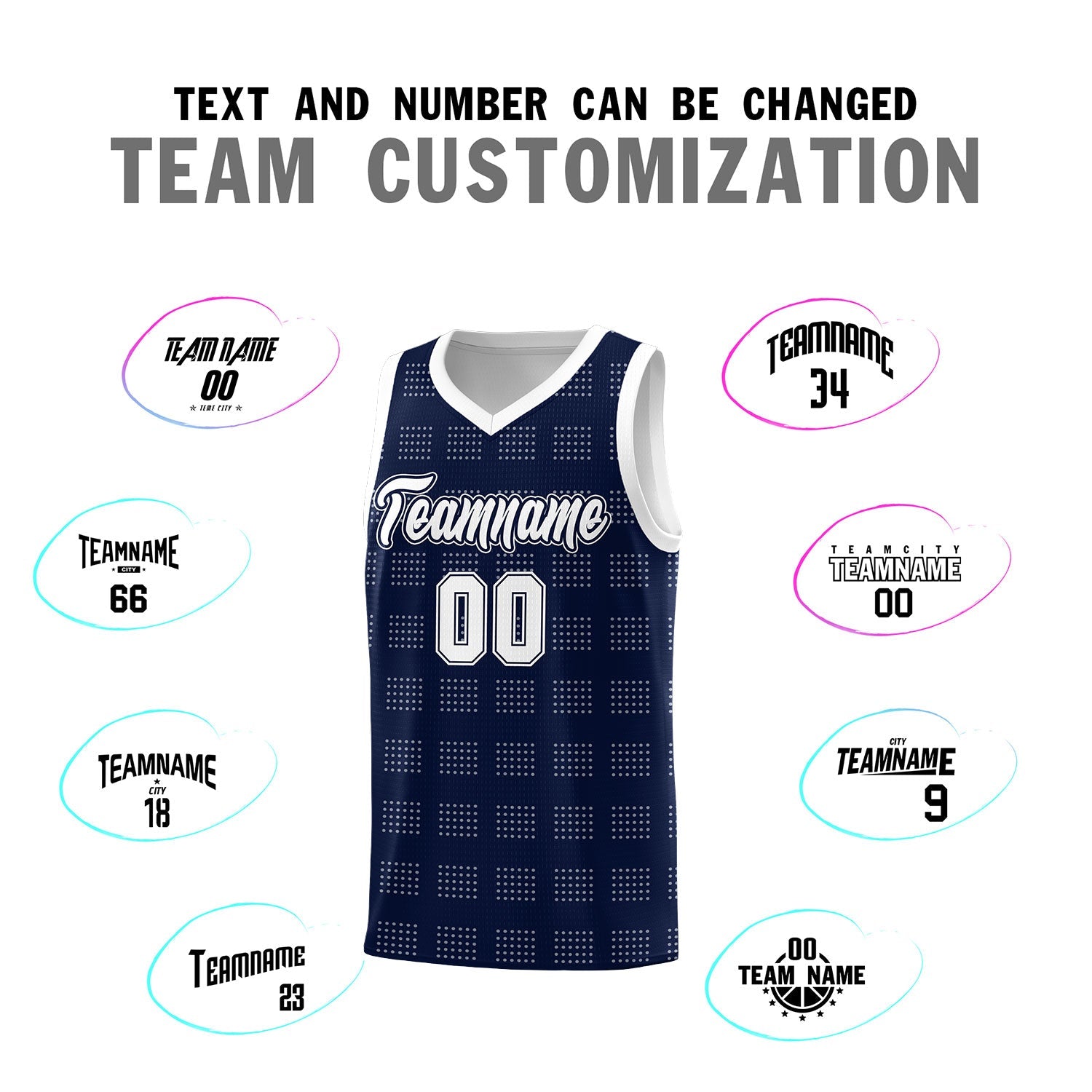 Custom Navy White Trailblazer Dot Pattern Sports Uniform Basketball Jersey