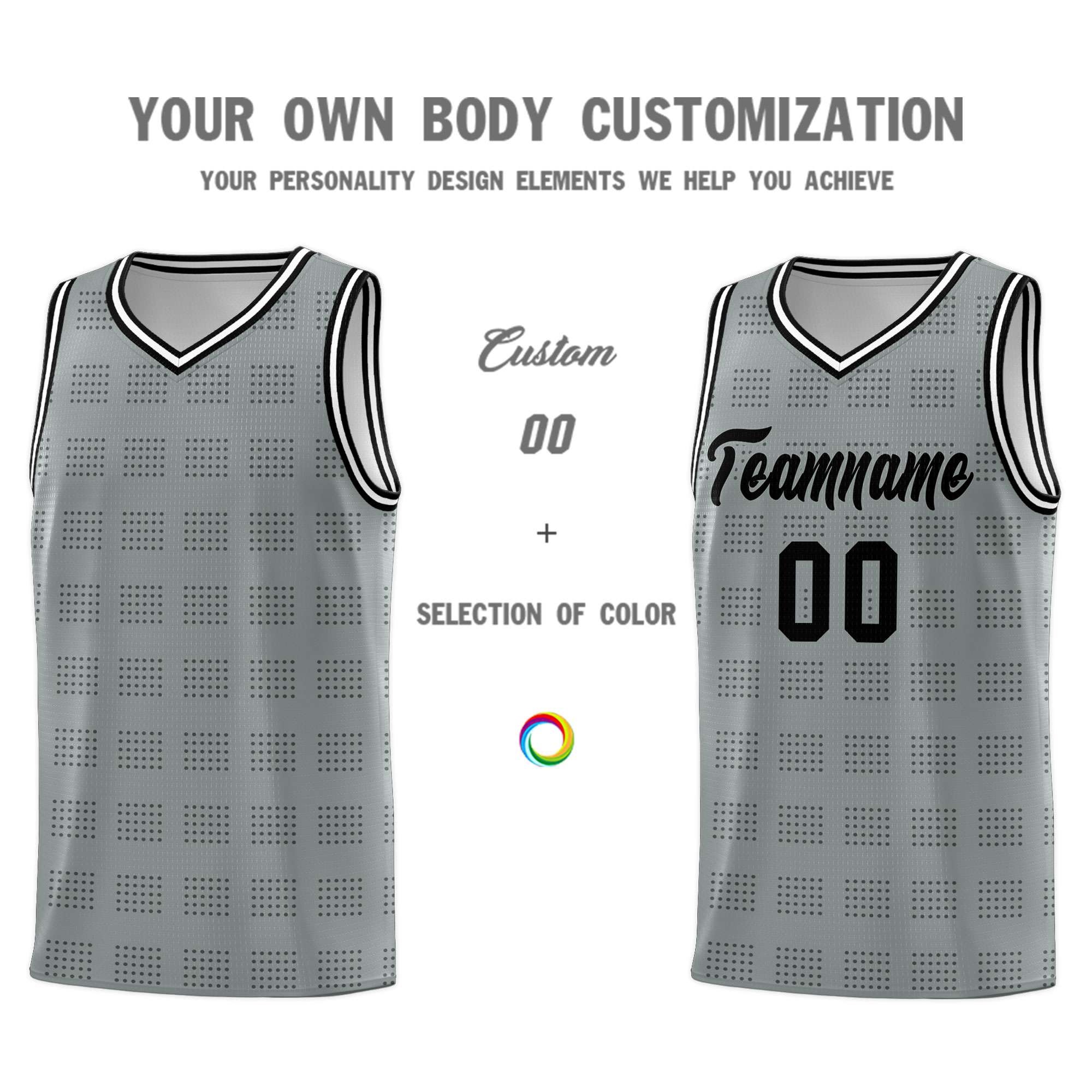 Custom Dark Gray Black Trailblazer Dot Pattern Sports Uniform Basketball Jersey