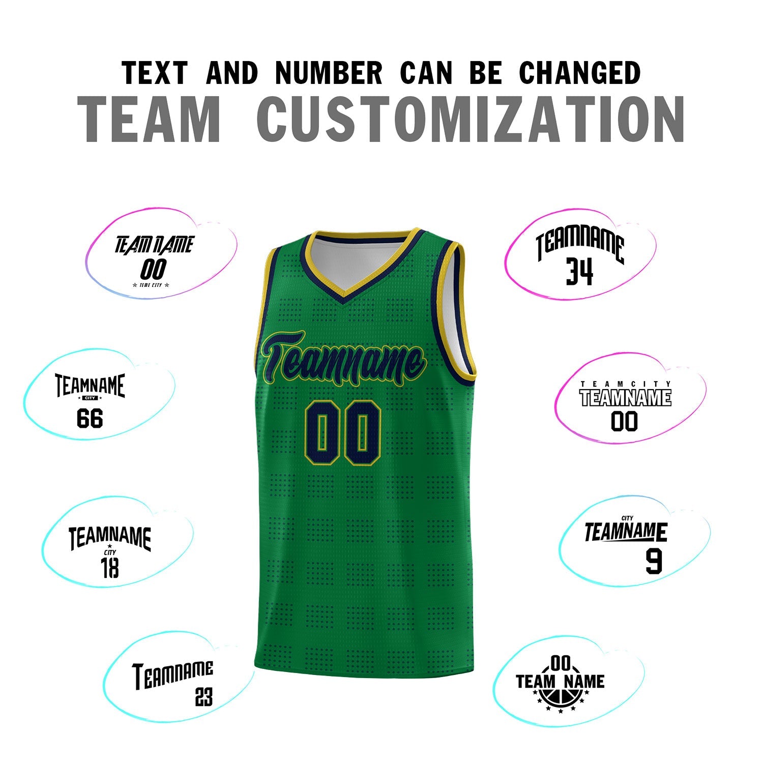 Custom Kelly Green Navy Trailblazer Dot Pattern Sports Uniform Basketball Jersey