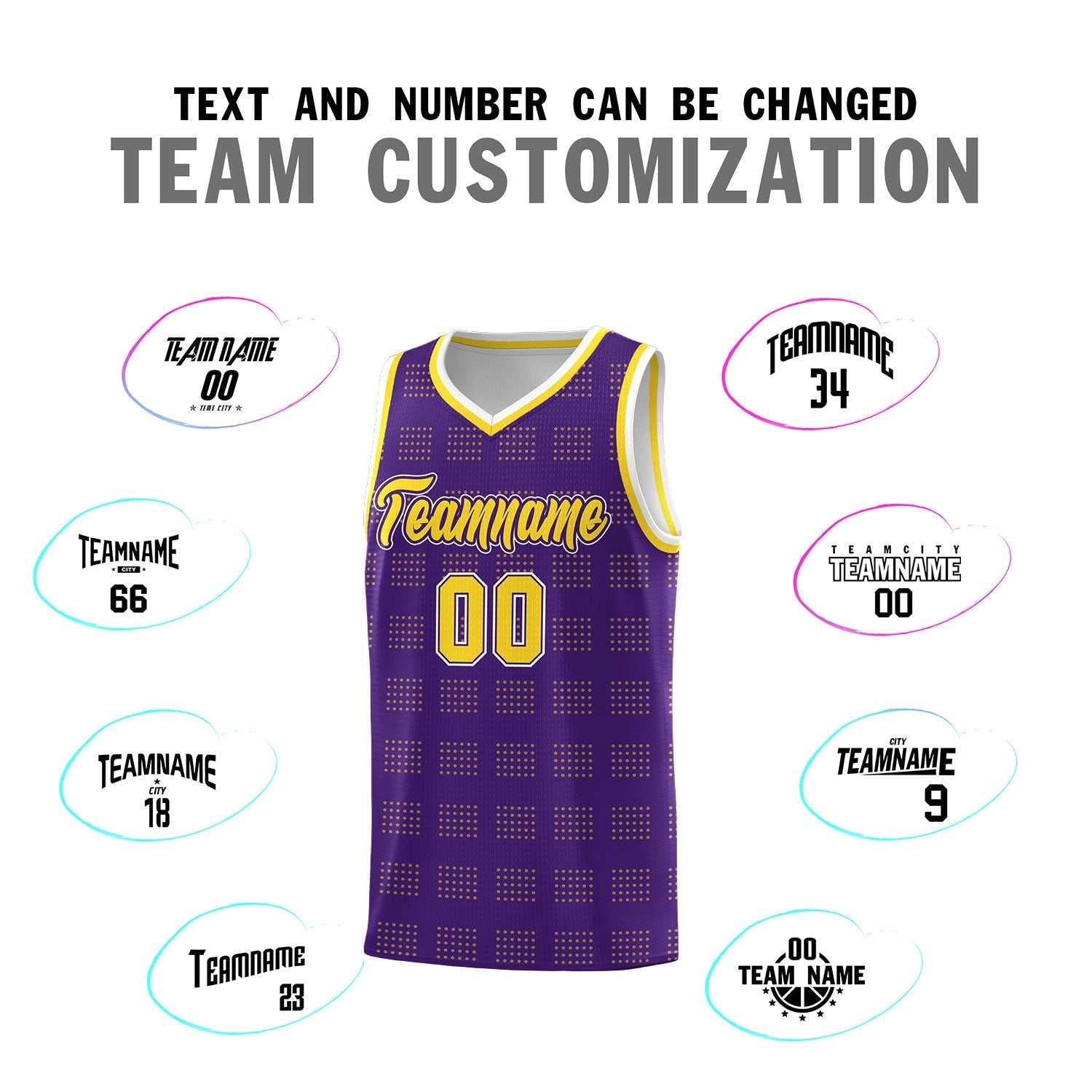 Custom Purple Gold Trailblazer Dot Pattern Sports Uniform Basketball Jersey