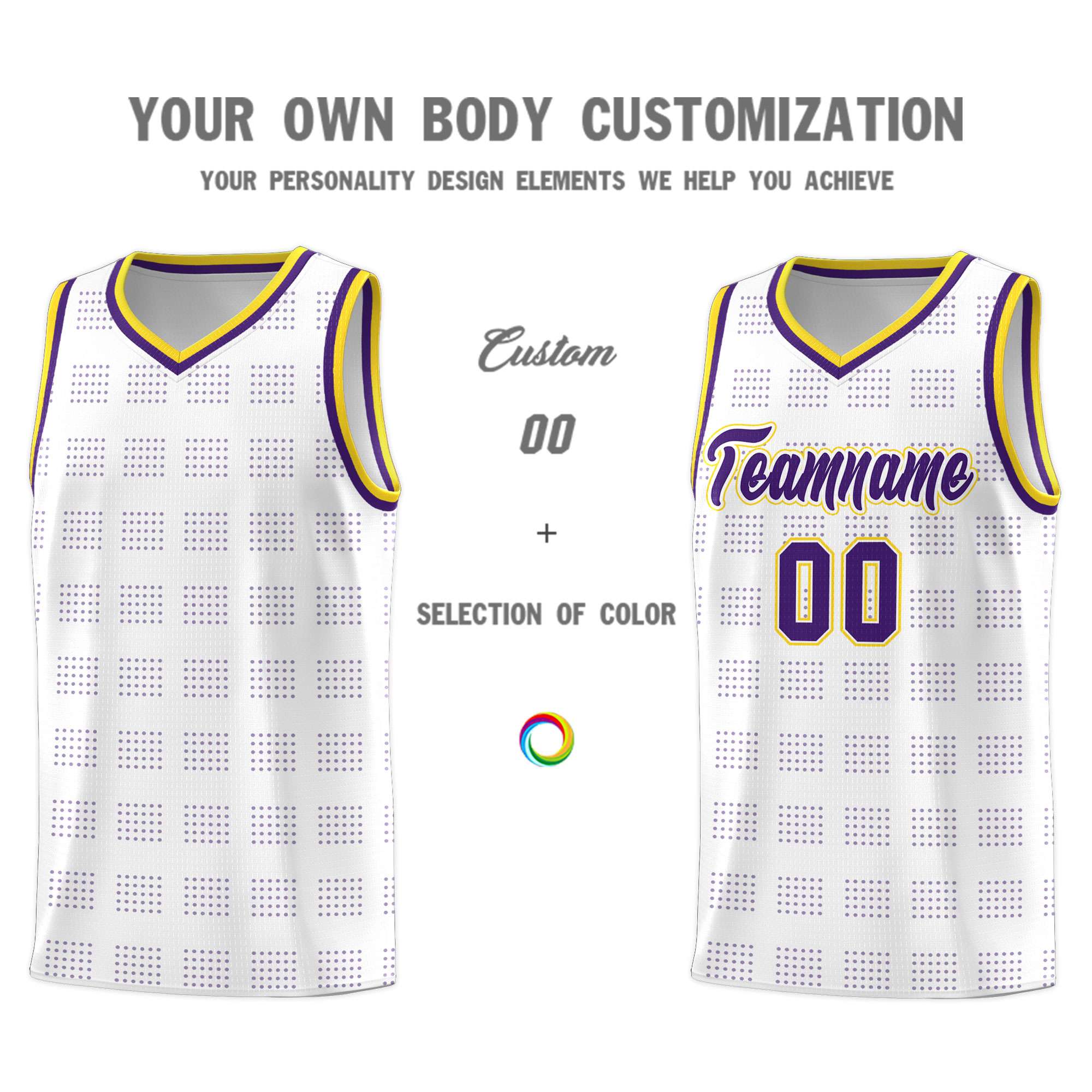 Custom White Purple Trailblazer Dot Pattern Sports Uniform Basketball Jersey