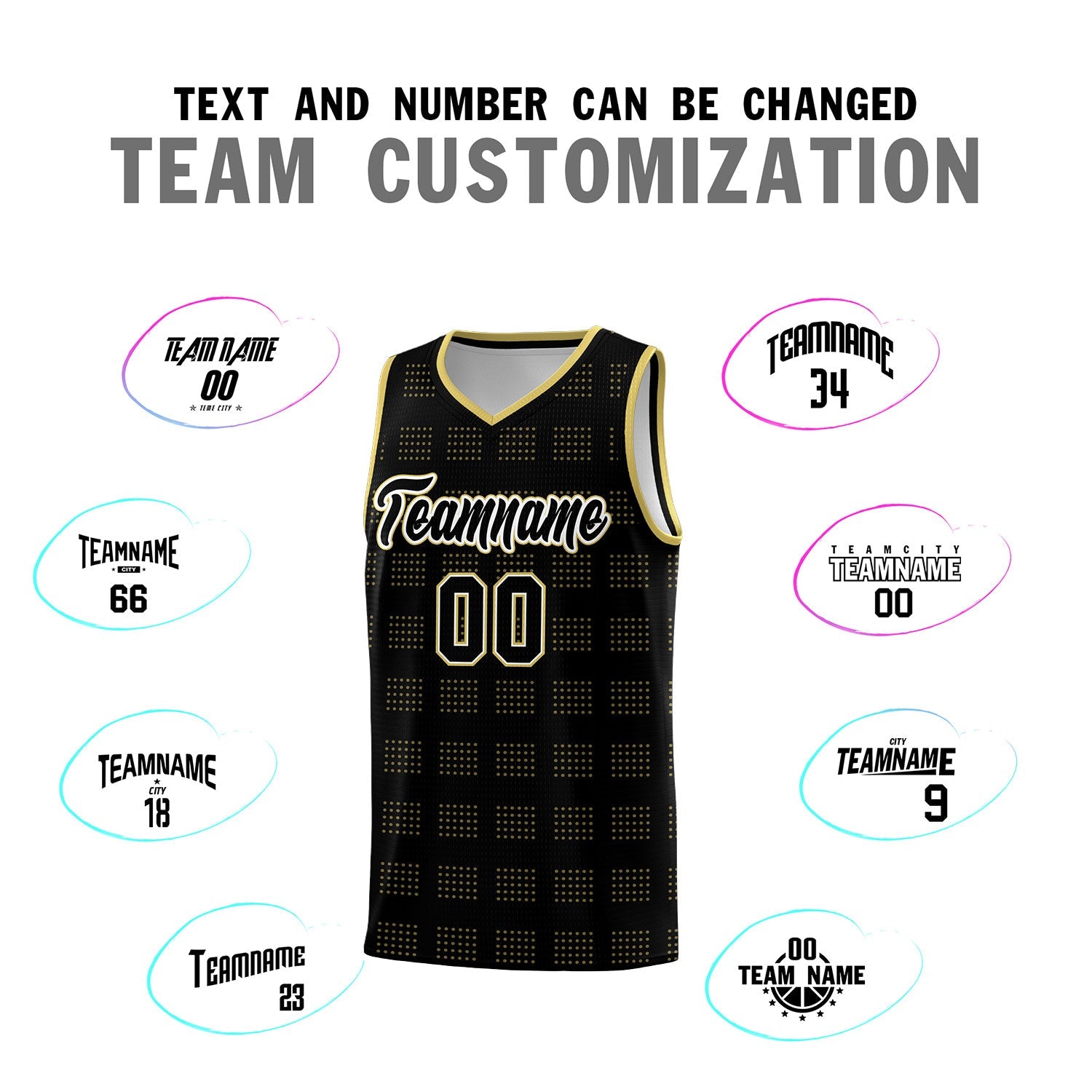 Custom Black Old Gold Trailblazer Dot Pattern Sports Uniform Basketball Jersey