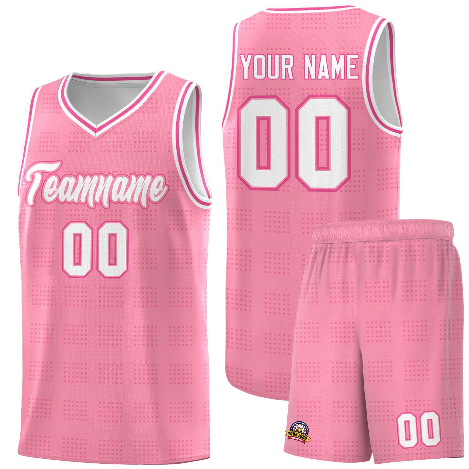 Custom Light Pink Pink Trailblazer Dot Pattern Sports Uniform Basketball Jersey