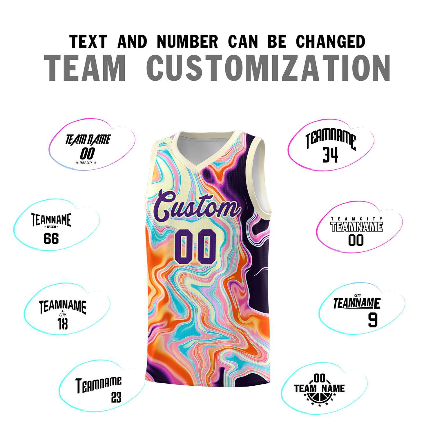 Custom Cream Fluid Painting Pattern Sports Uniform Basketball Jersey