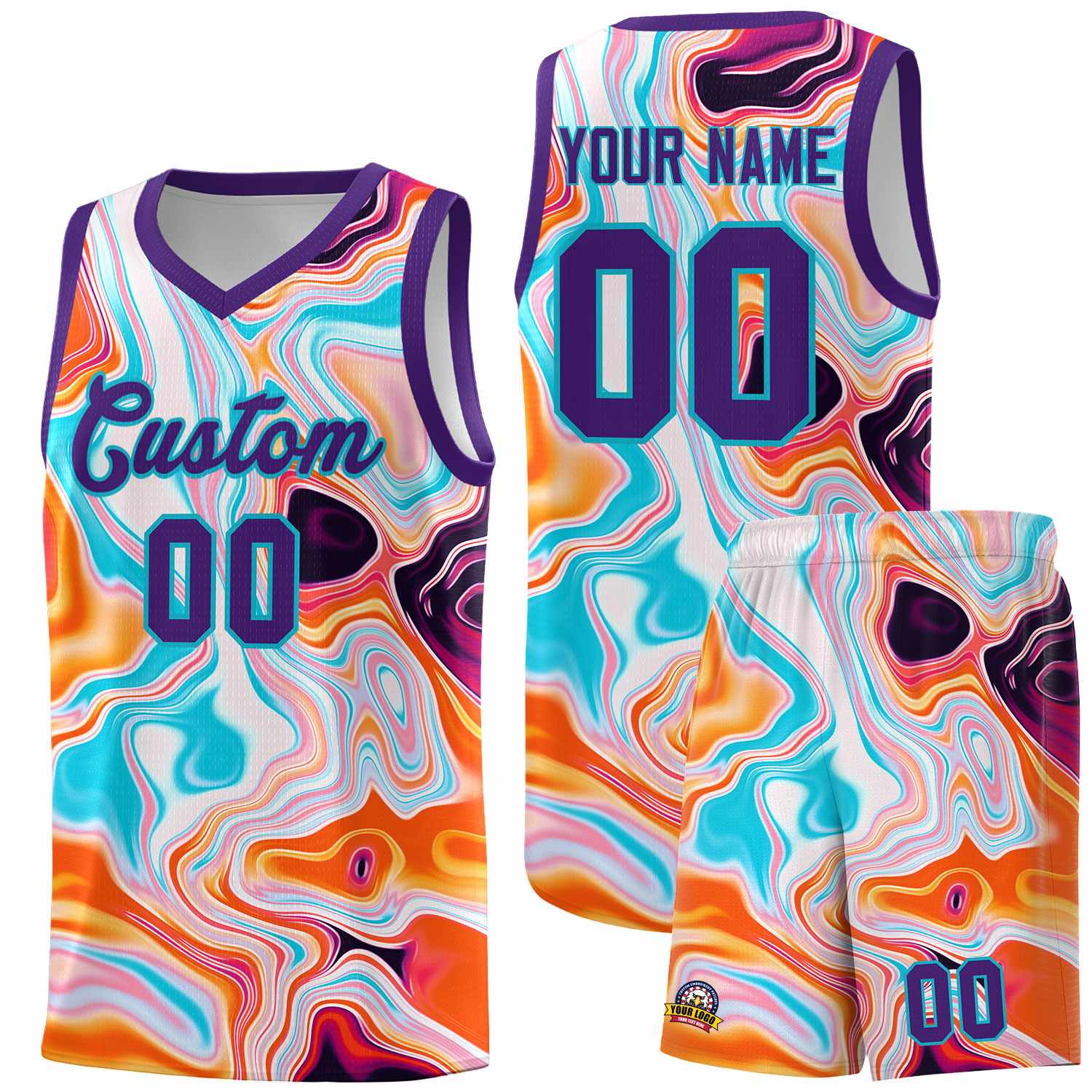 Custom Purple Fluid Painting Pattern Sports Uniform Basketball Jersey