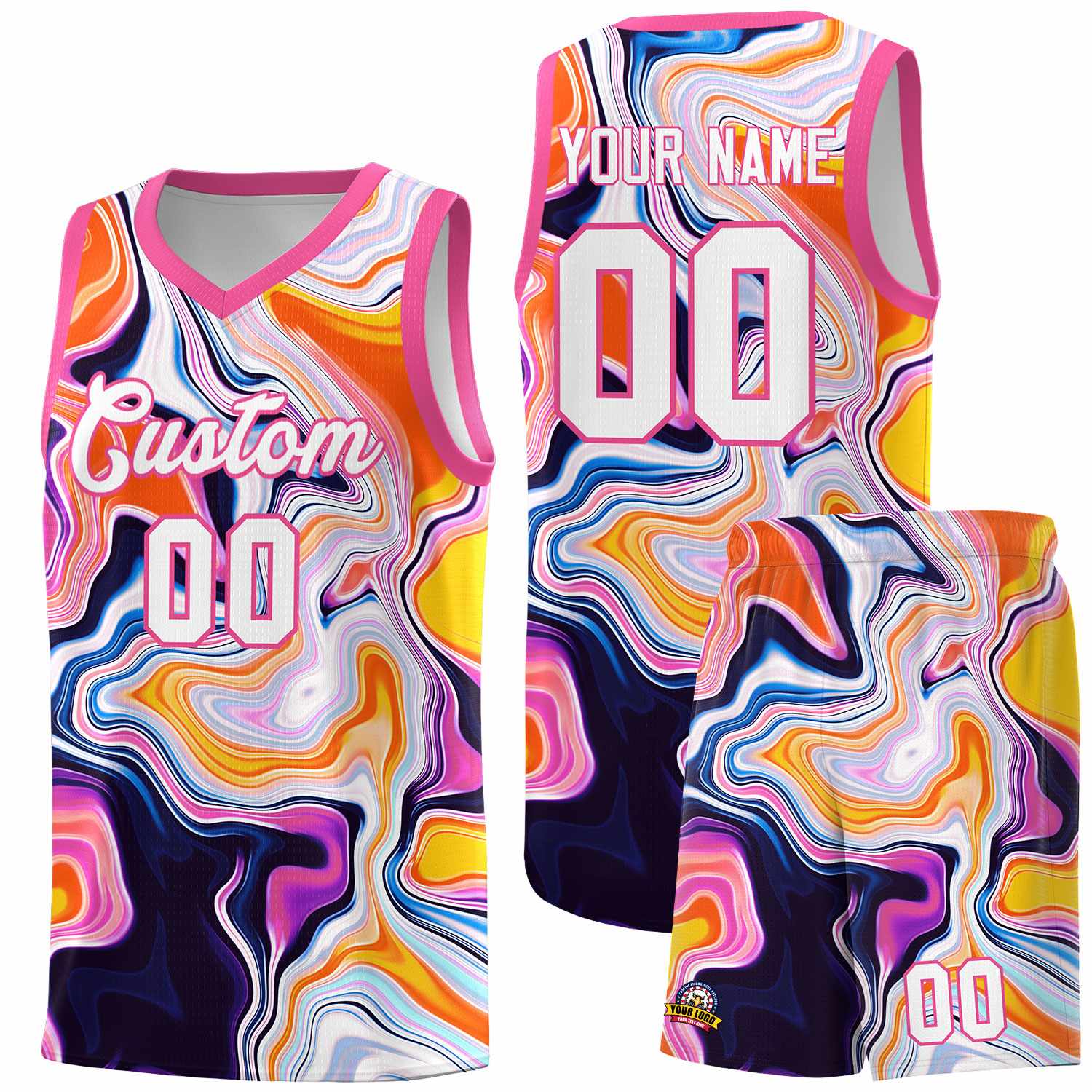 Custom Pink Fluid Painting Pattern Sports Uniform Basketball Jersey