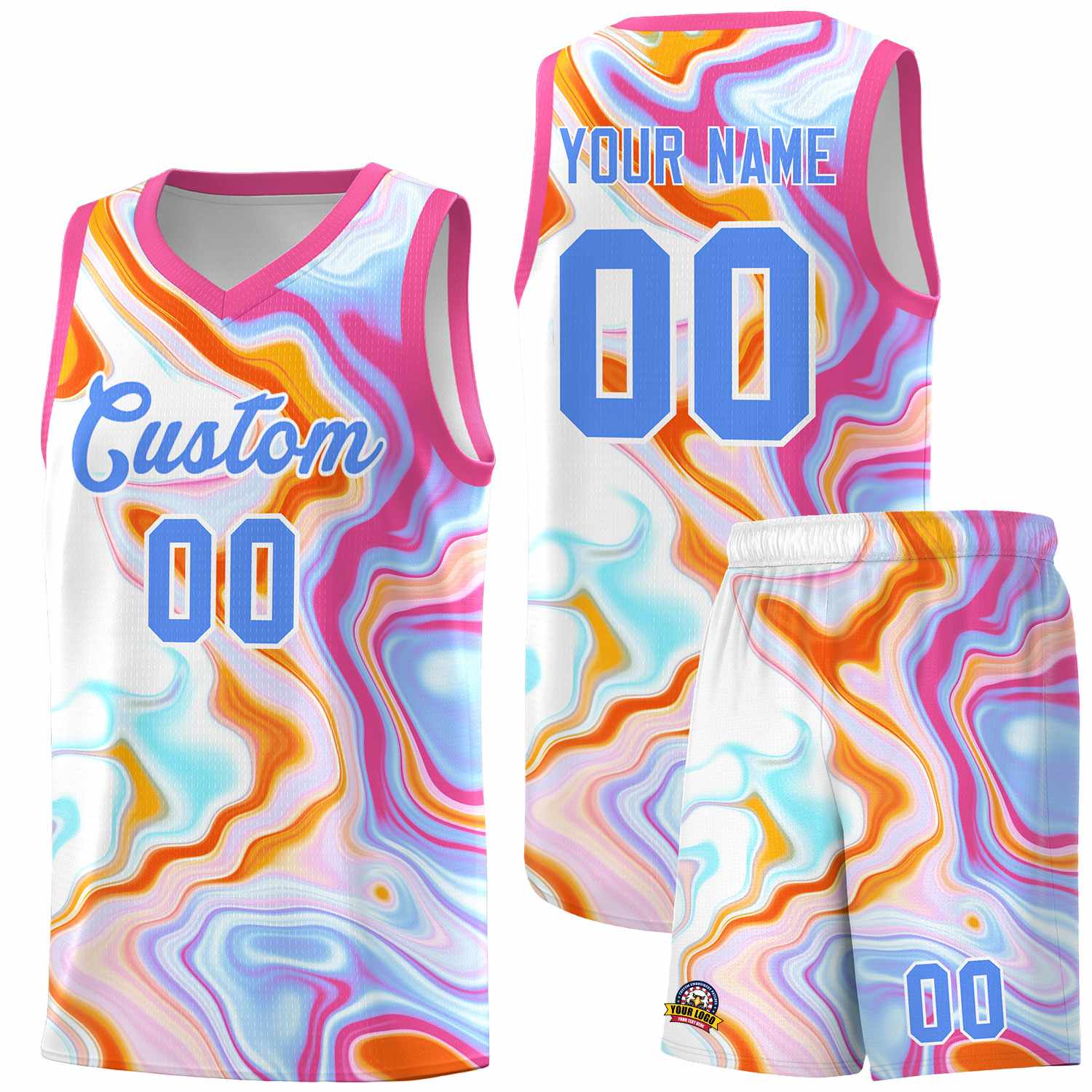 Custom Pink Fluid Painting Pattern Sports Uniform Basketball Jersey