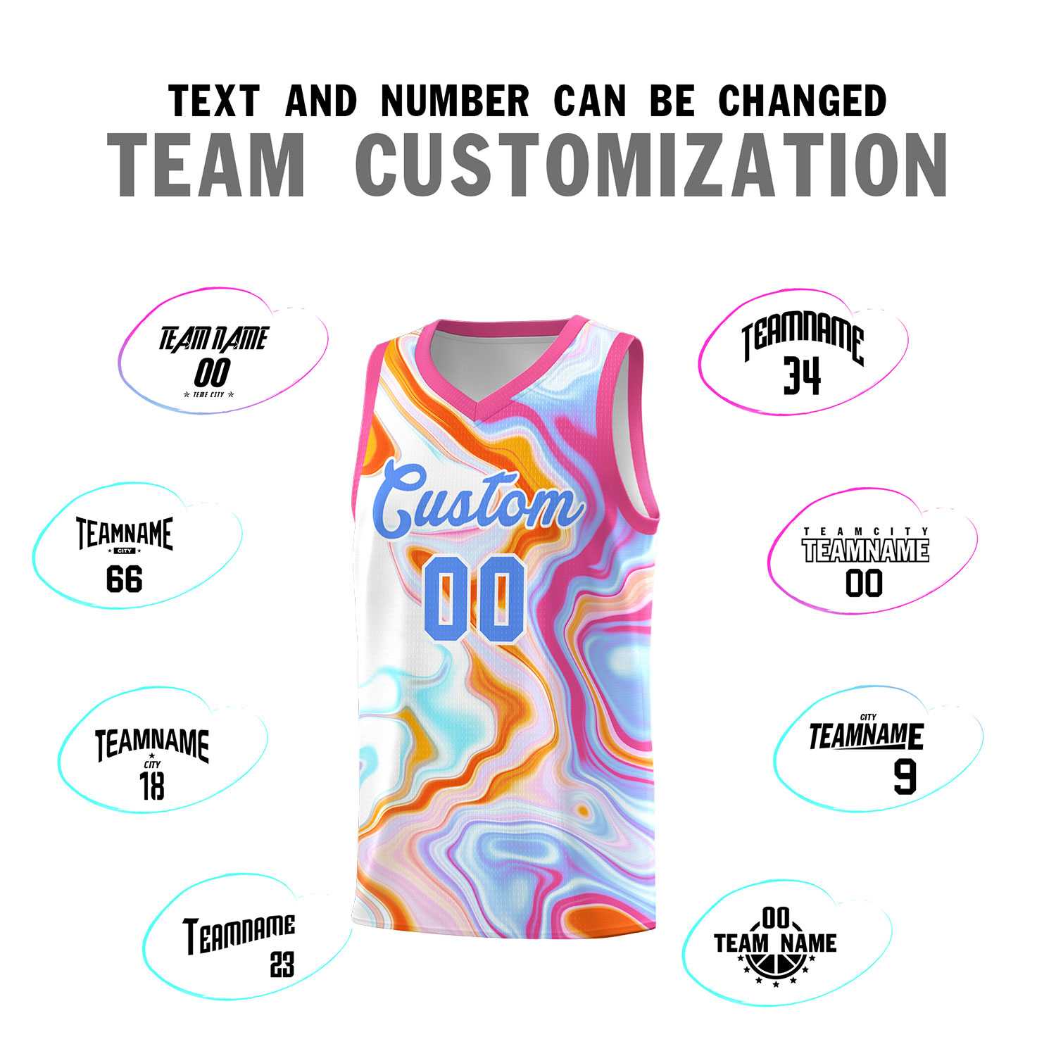 Custom Pink Fluid Painting Pattern Sports Uniform Basketball Jersey