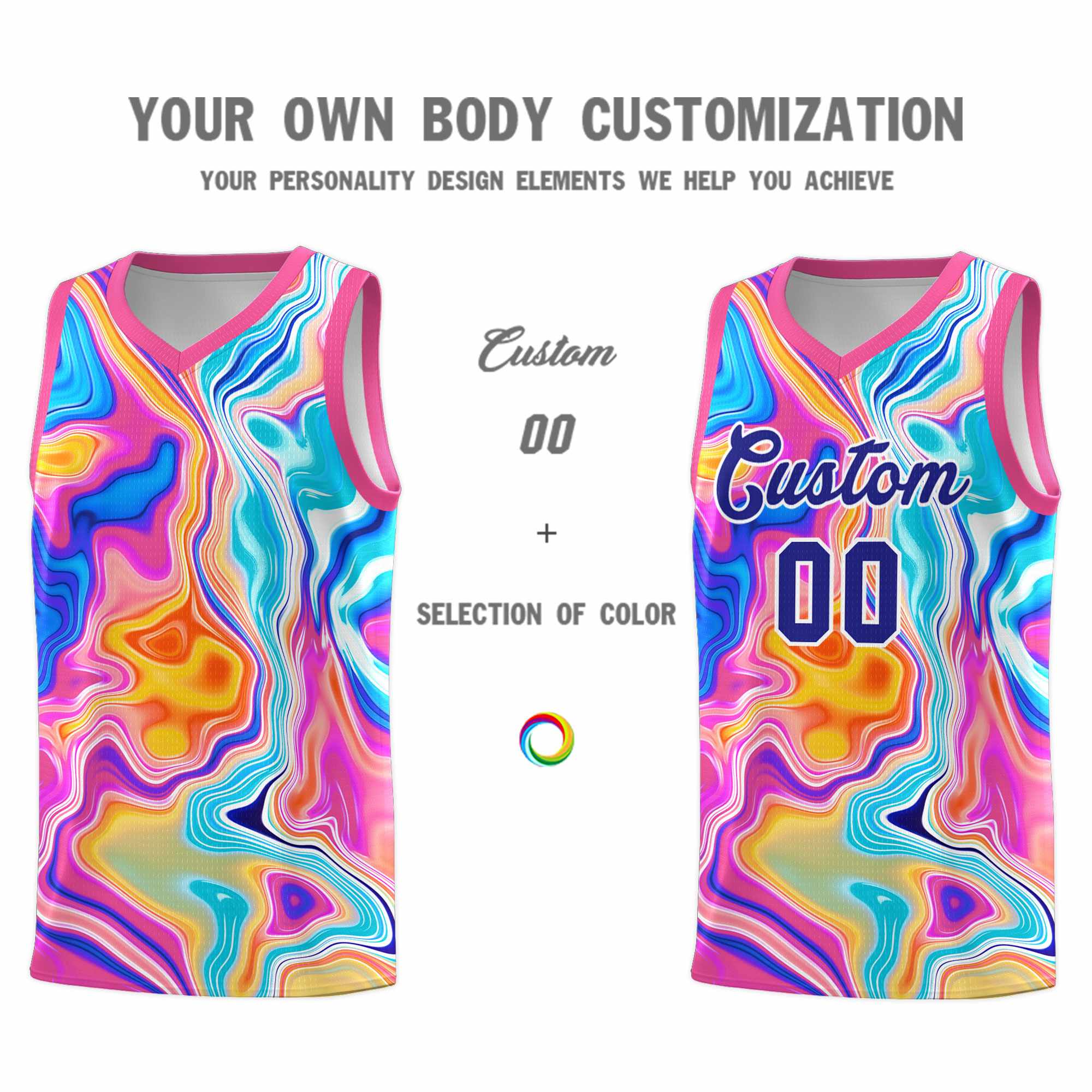 Custom Pink Fluid Painting Pattern Sports Uniform Basketball Jersey