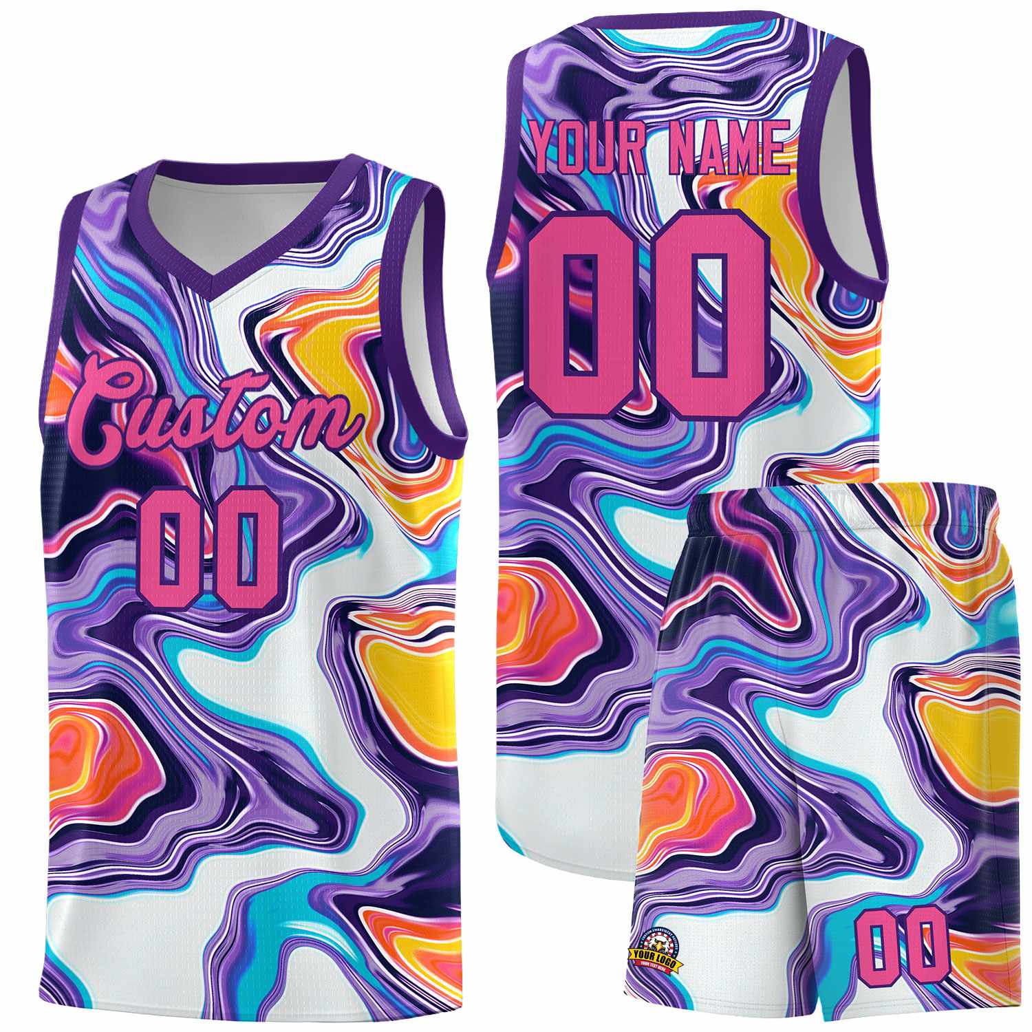 Custom Purple Fluid Painting Pattern Sports Uniform Basketball Jersey