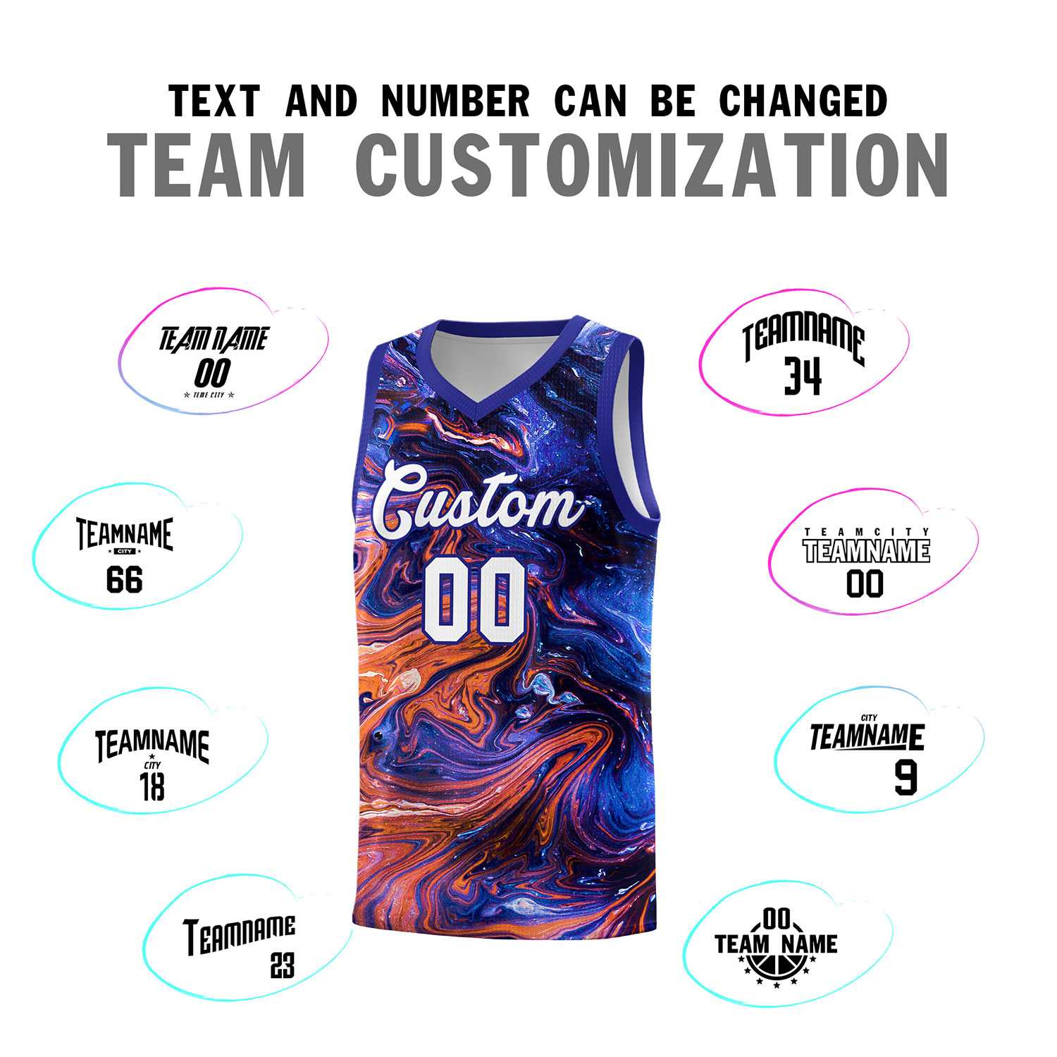 Custom Royal Fluid Painting Pattern Sports Uniform Basketball Jersey