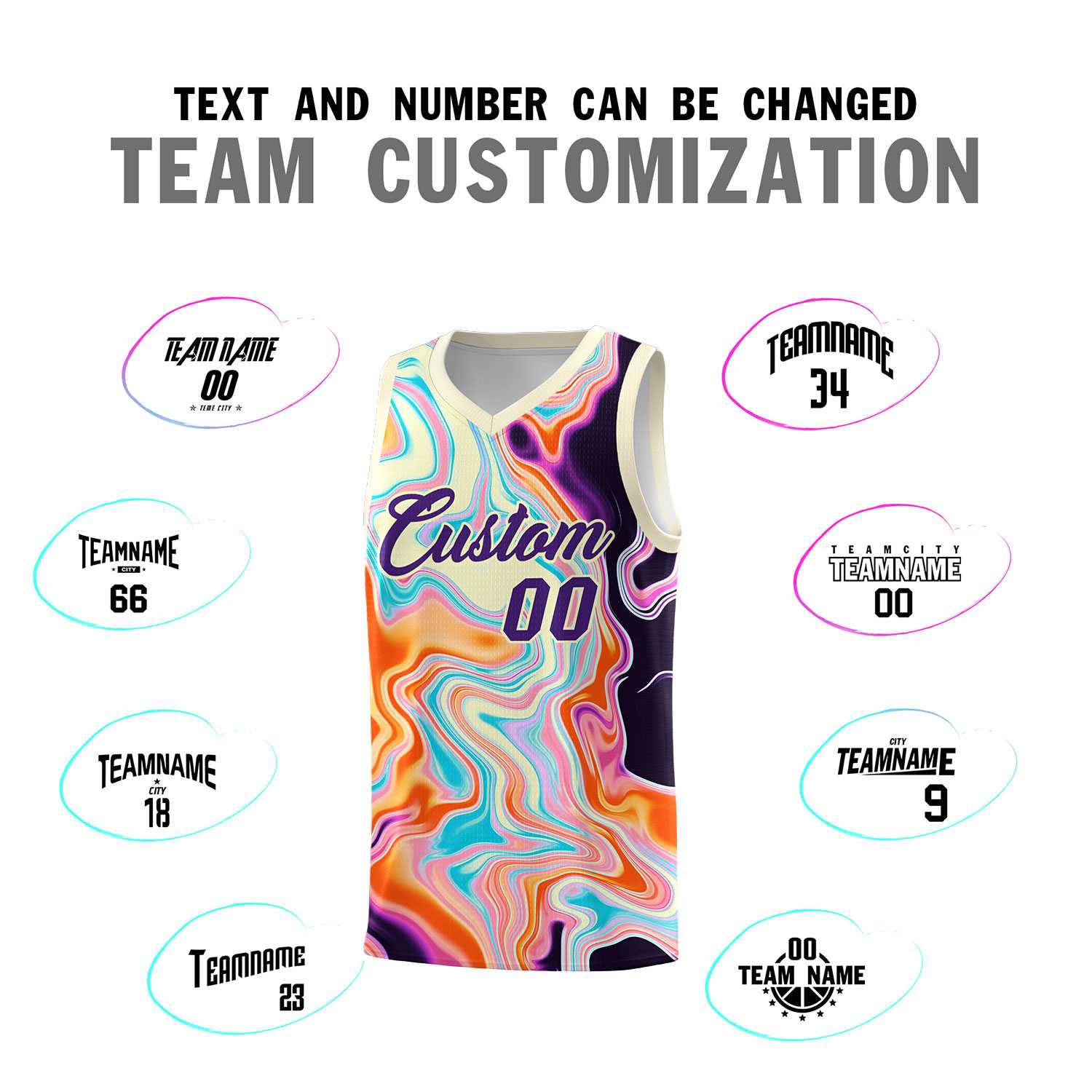 Custom Cream Fluid Painting Pattern Sports Uniform Basketball Jersey