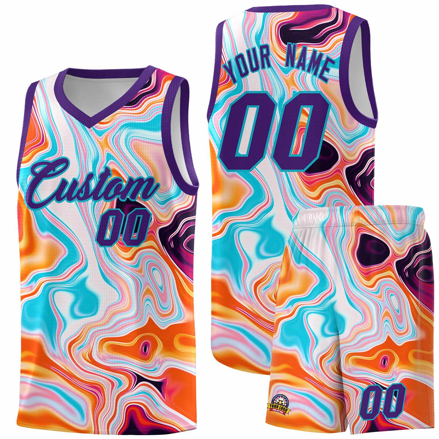 Custom Purple Fluid Painting Pattern Sports Uniform Basketball Jersey