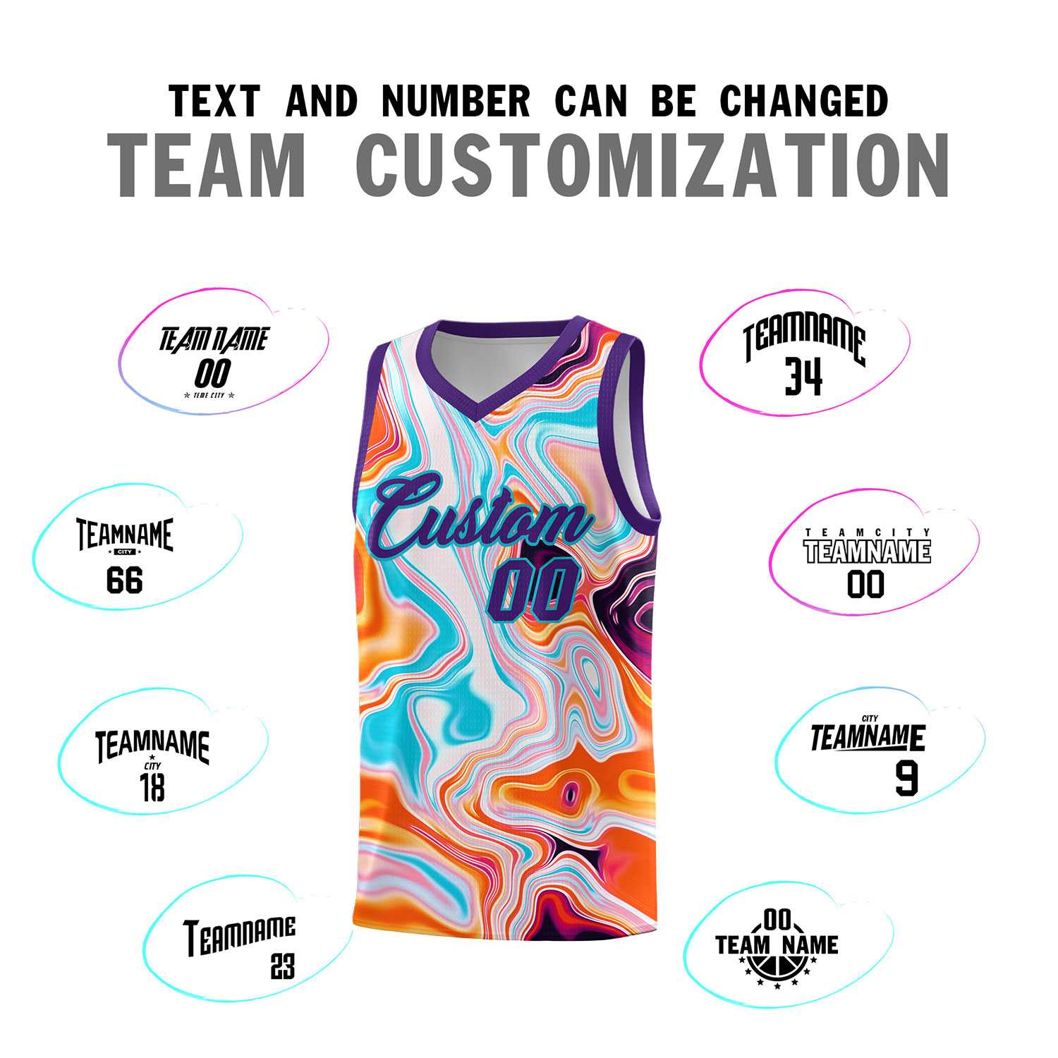 Custom Purple Fluid Painting Pattern Sports Uniform Basketball Jersey