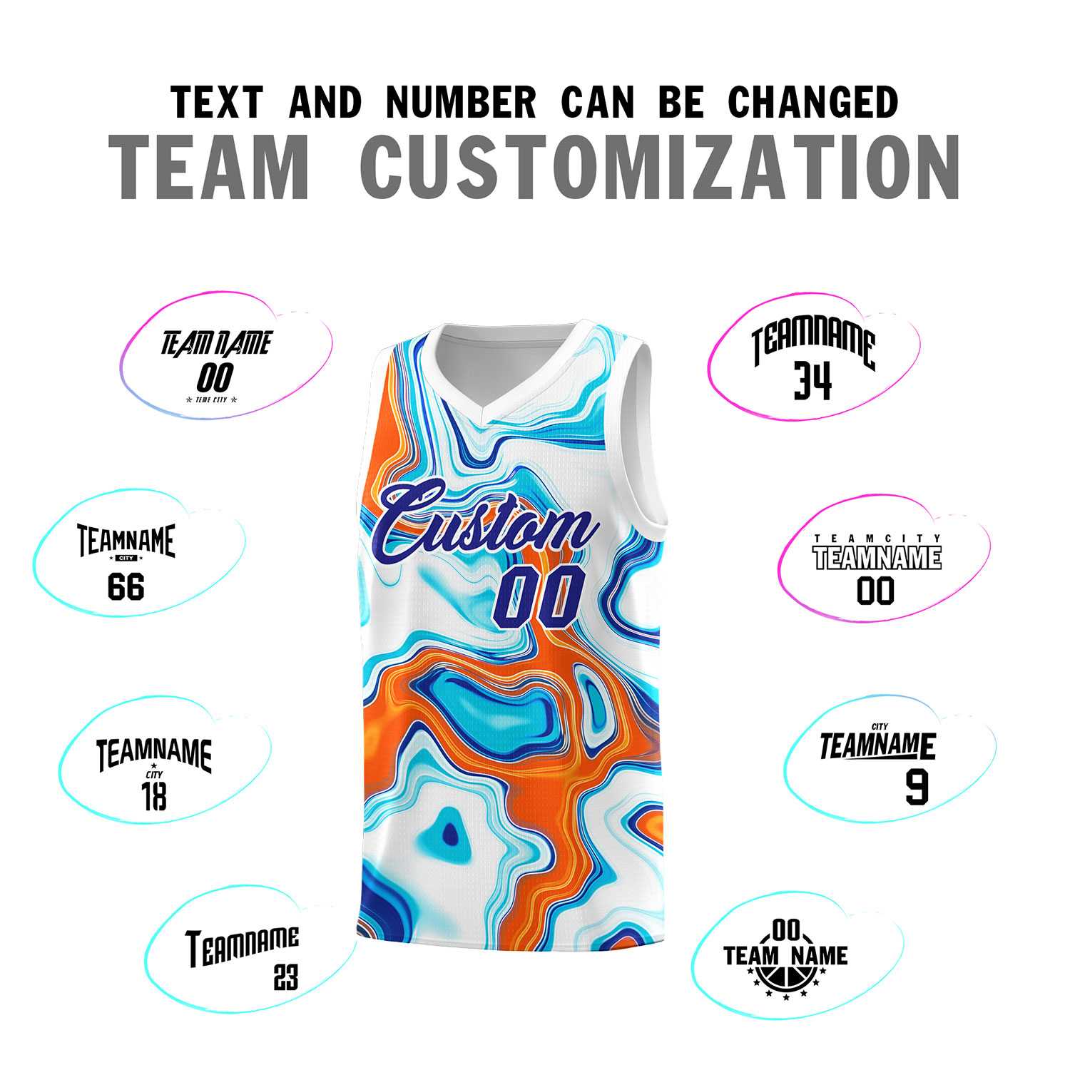 Custom White Fluid Painting Pattern Sports Uniform Basketball Jersey