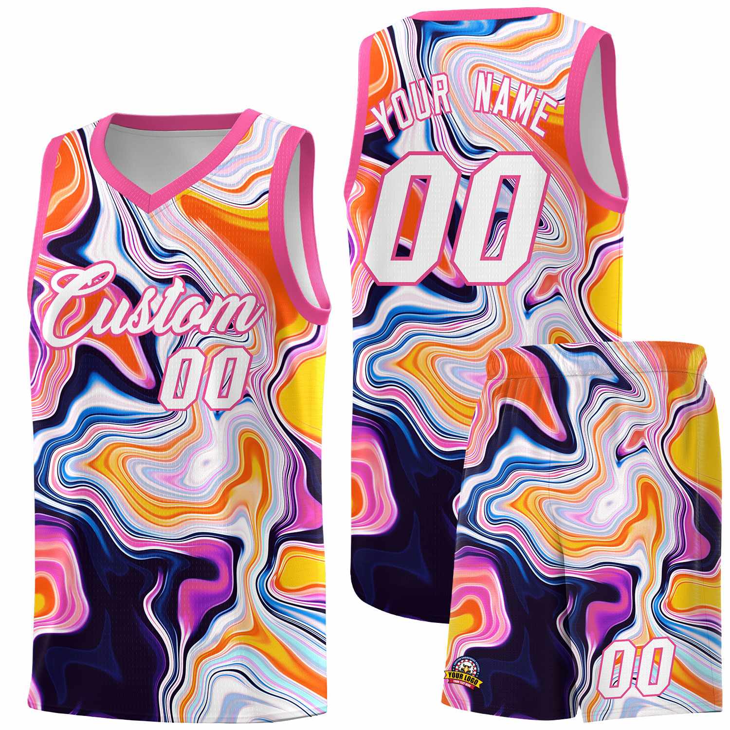 Custom Pink Fluid Painting Pattern Sports Uniform Basketball Jersey