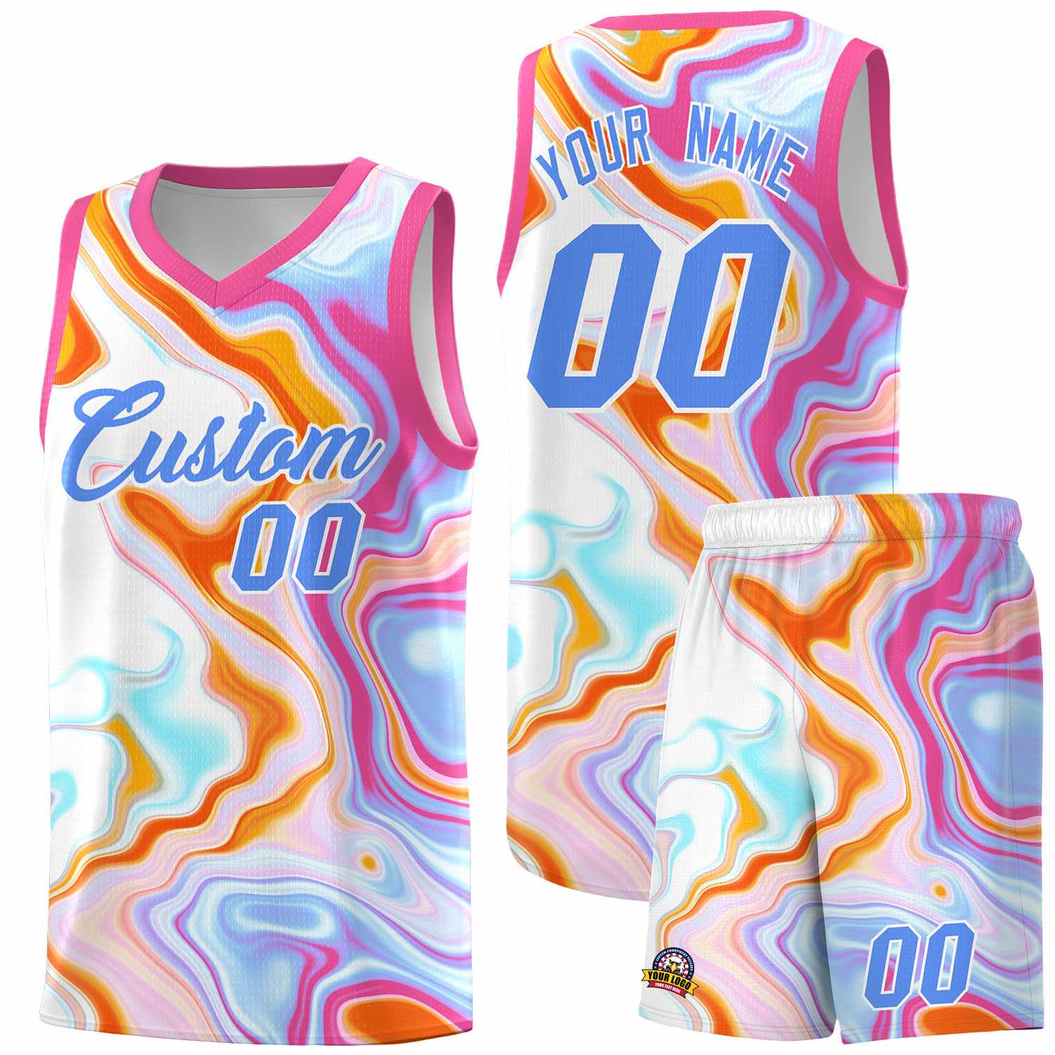 Custom Pink Fluid Painting Pattern Sports Uniform Basketball Jersey