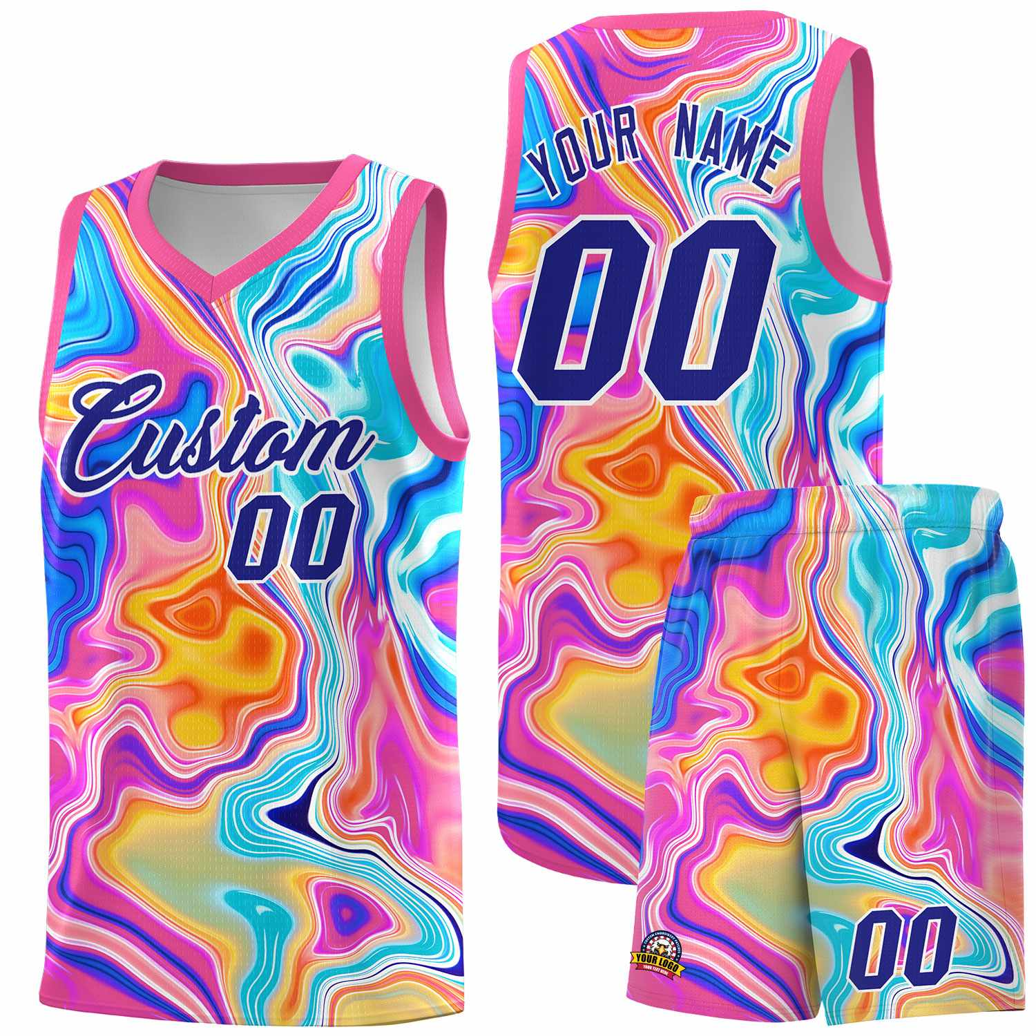 Custom Pink Fluid Painting Pattern Sports Uniform Basketball Jersey