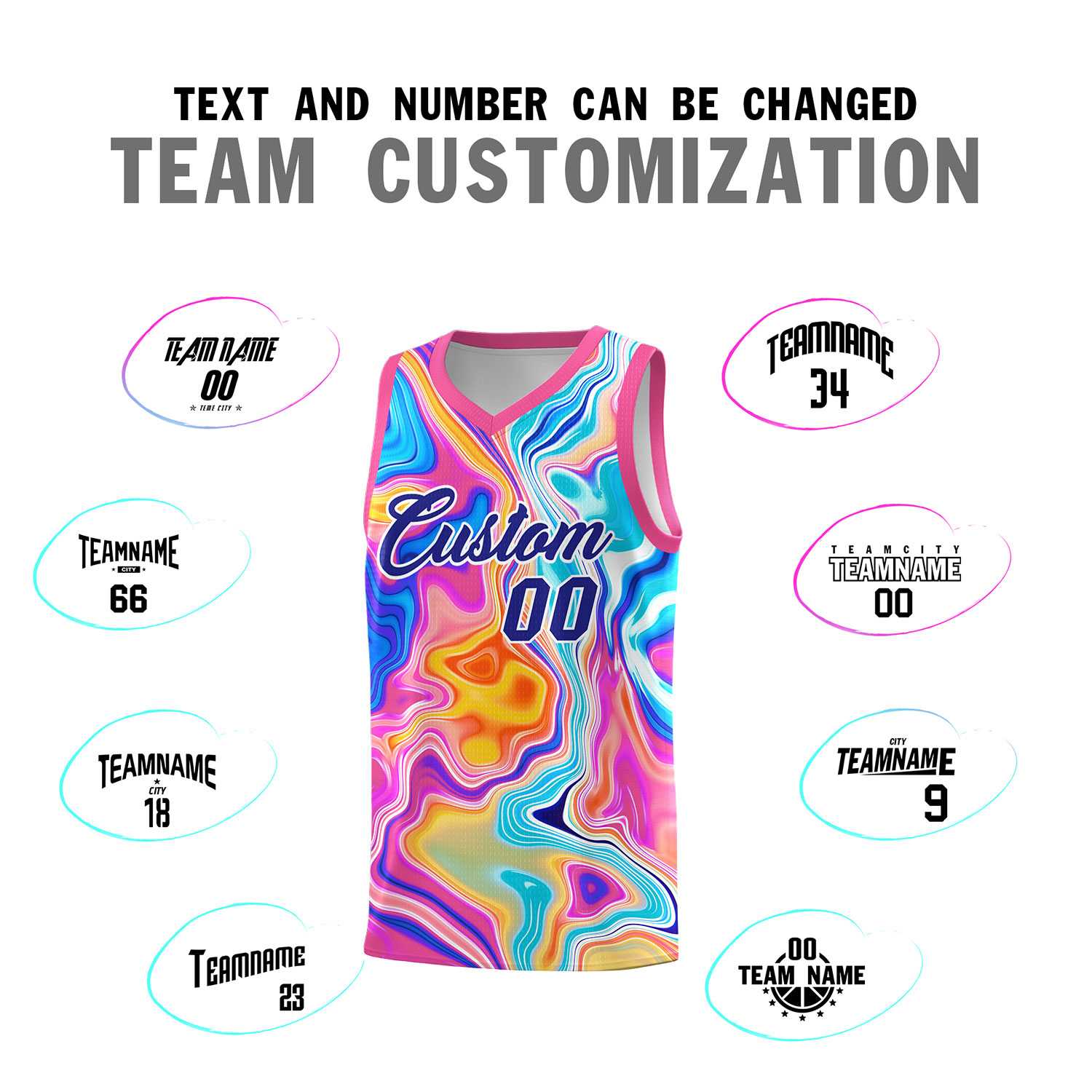 Custom Pink Fluid Painting Pattern Sports Uniform Basketball Jersey