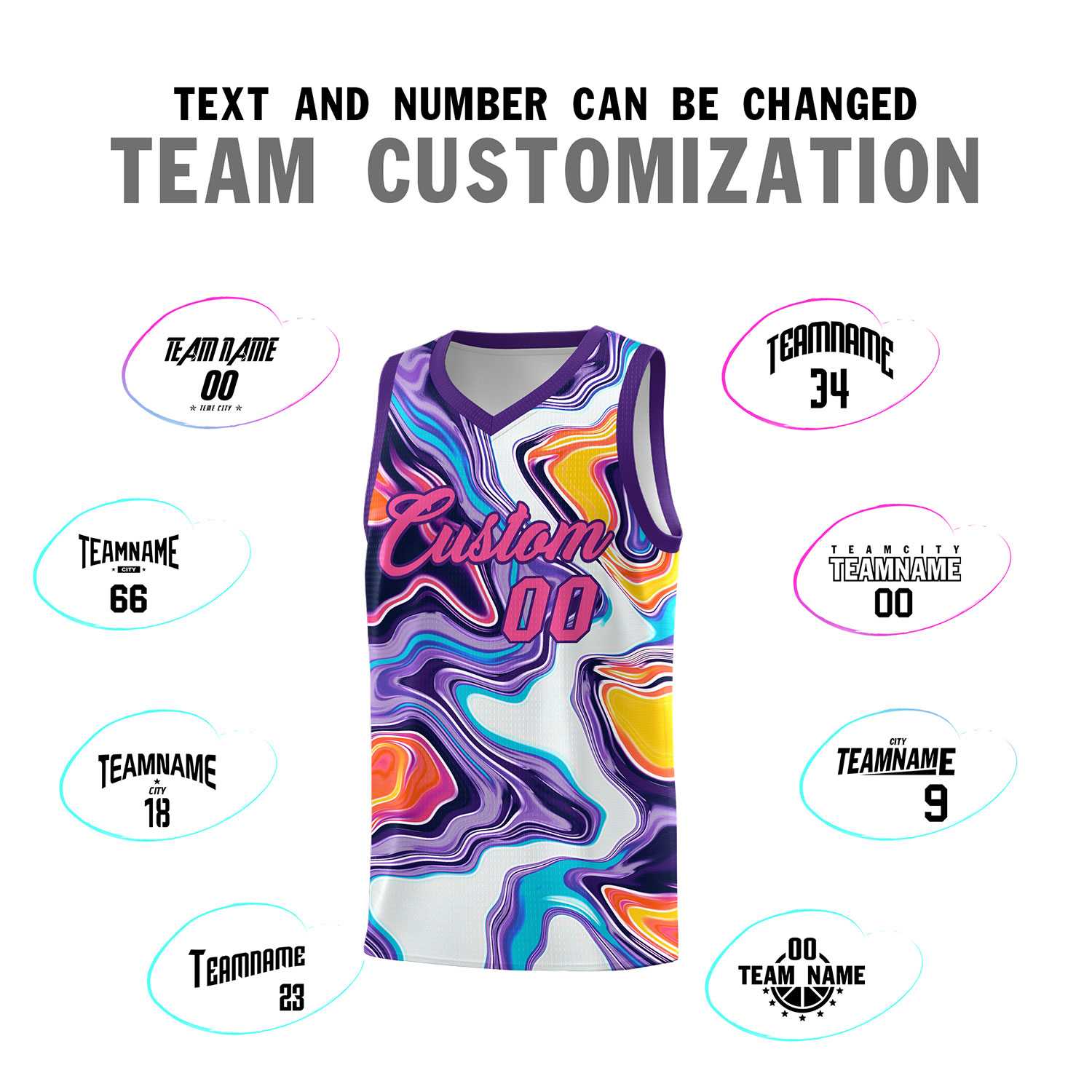 Custom Purple Fluid Painting Pattern Sports Uniform Basketball Jersey