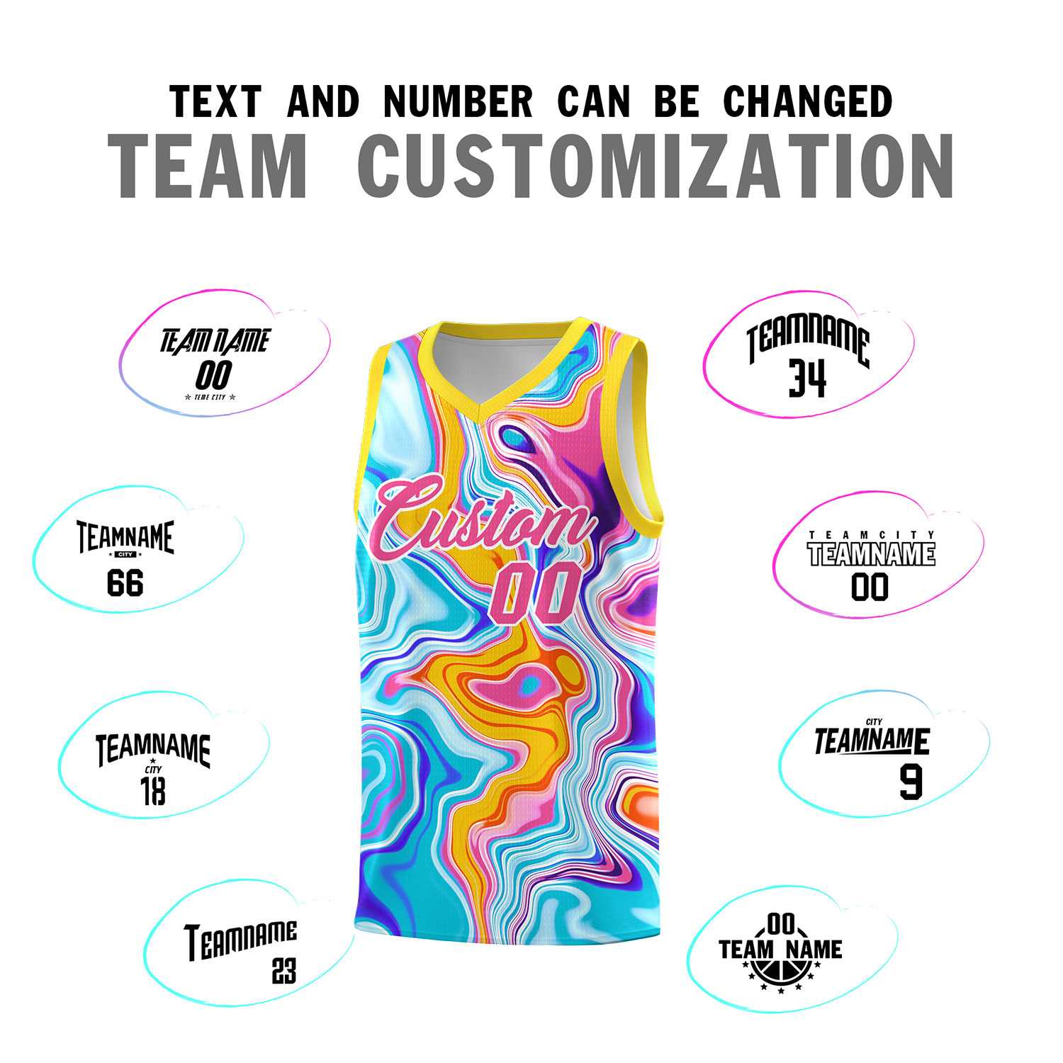 Custom Gold Fluid Painting Pattern Sports Uniform Basketball Jersey