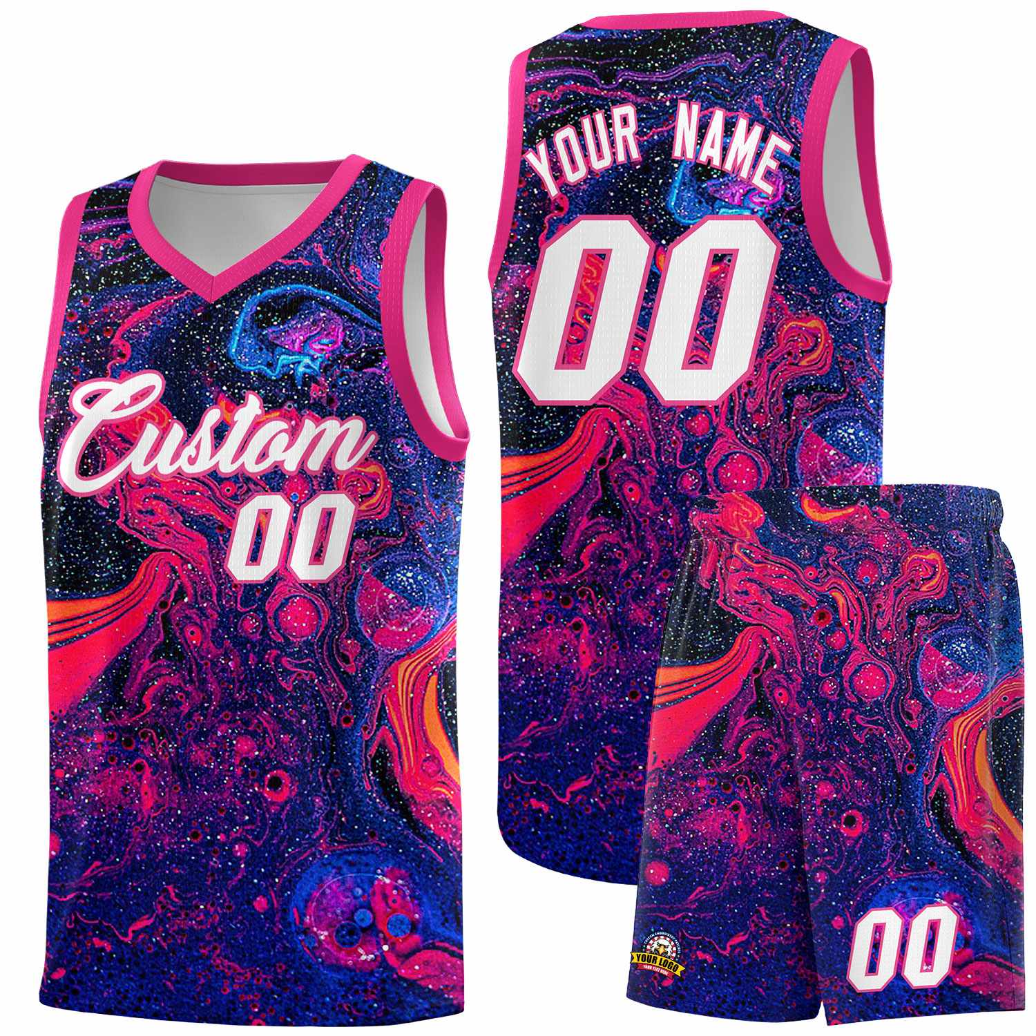 Custom Rose Red Fluid Painting Pattern Sports Uniform Basketball Jersey