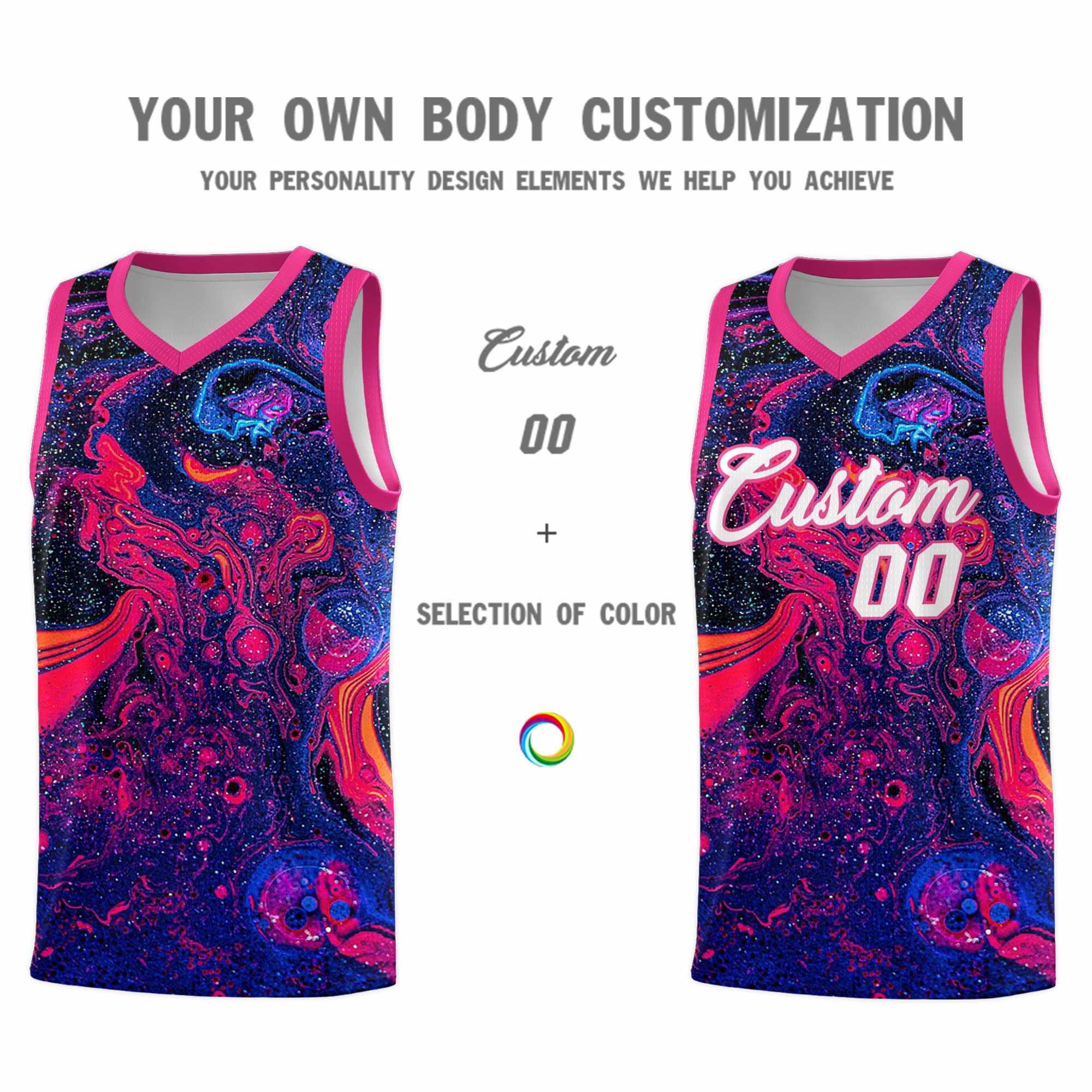 Custom Rose Red Fluid Painting Pattern Sports Uniform Basketball Jersey