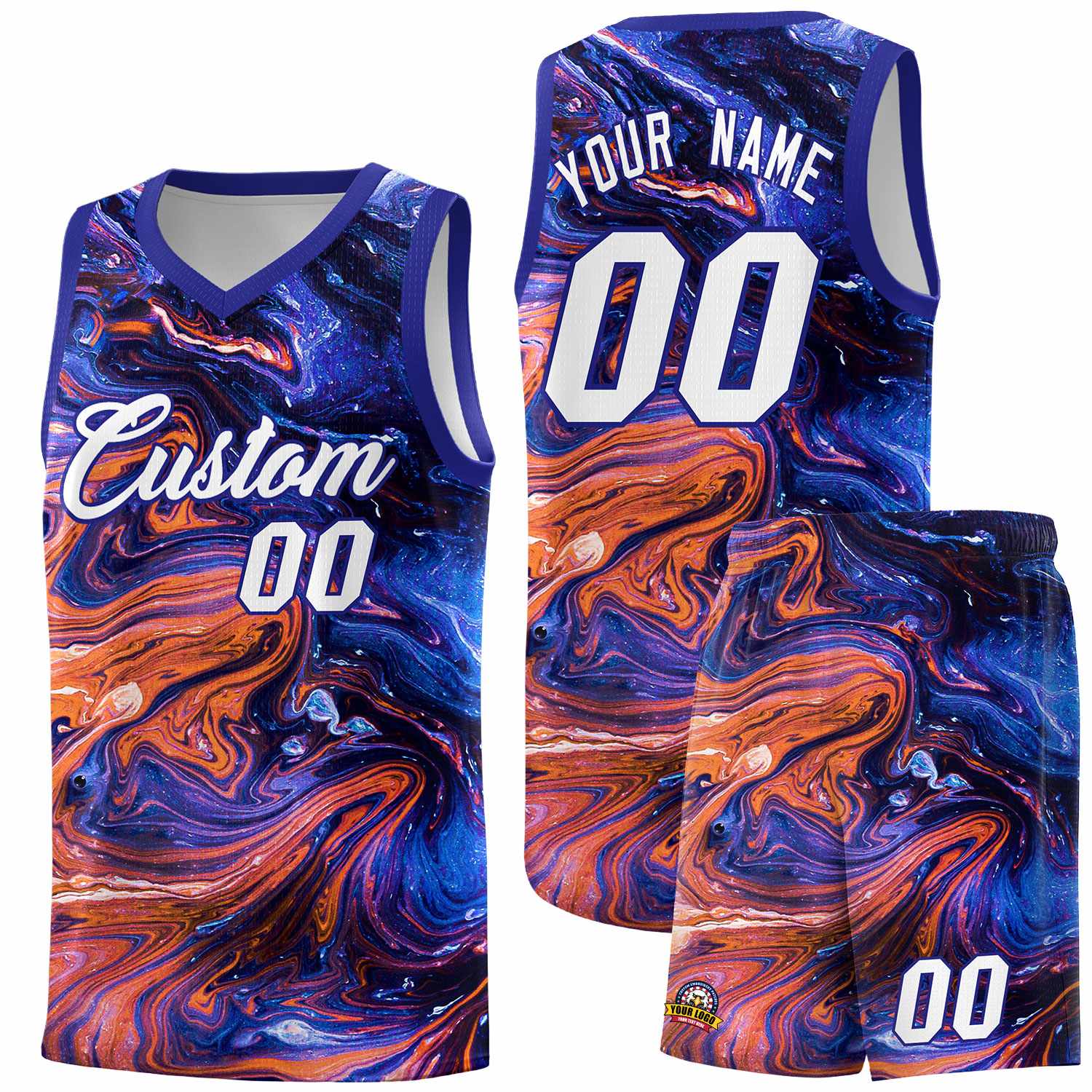 Custom Royal Fluid Painting Pattern Sports Uniform Basketball Jersey