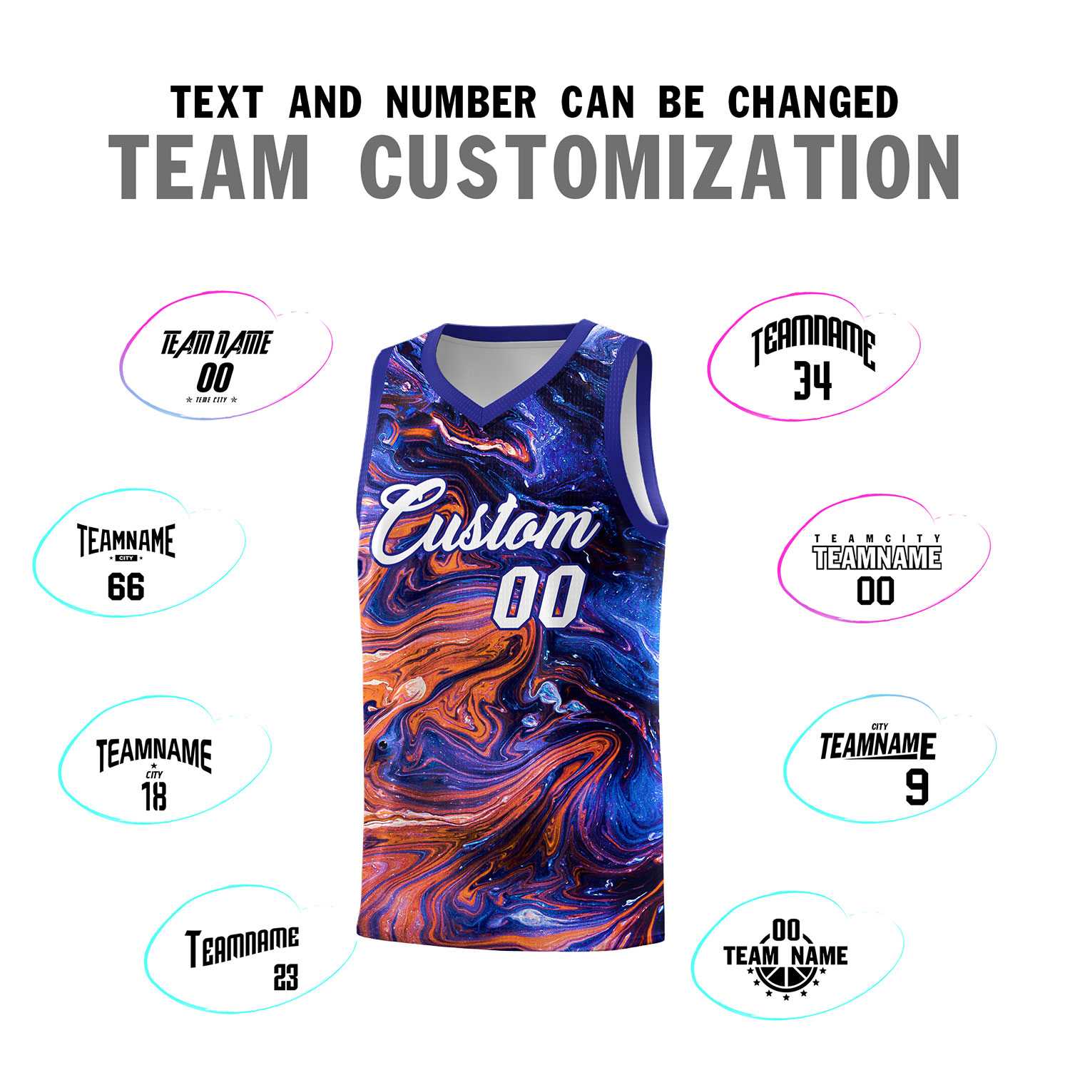 Custom Royal Fluid Painting Pattern Sports Uniform Basketball Jersey