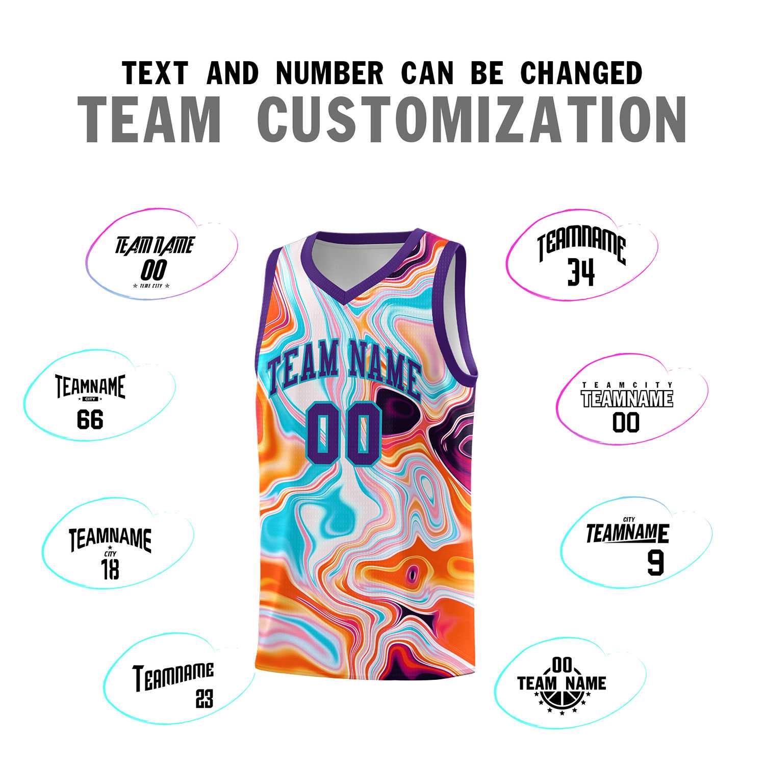 Custom Purple Fluid Painting Pattern Sports Uniform Basketball Jersey