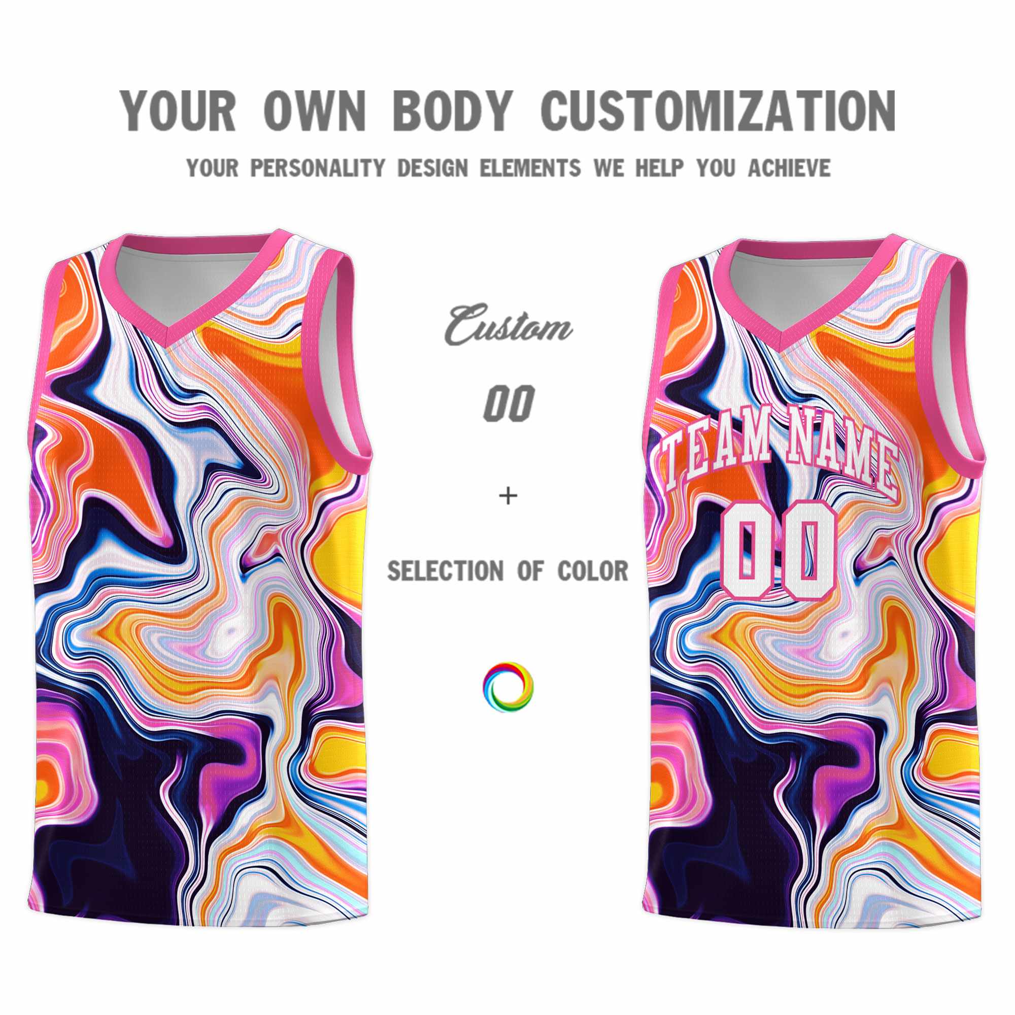 Custom Pink Fluid Painting Pattern Sports Uniform Basketball Jersey