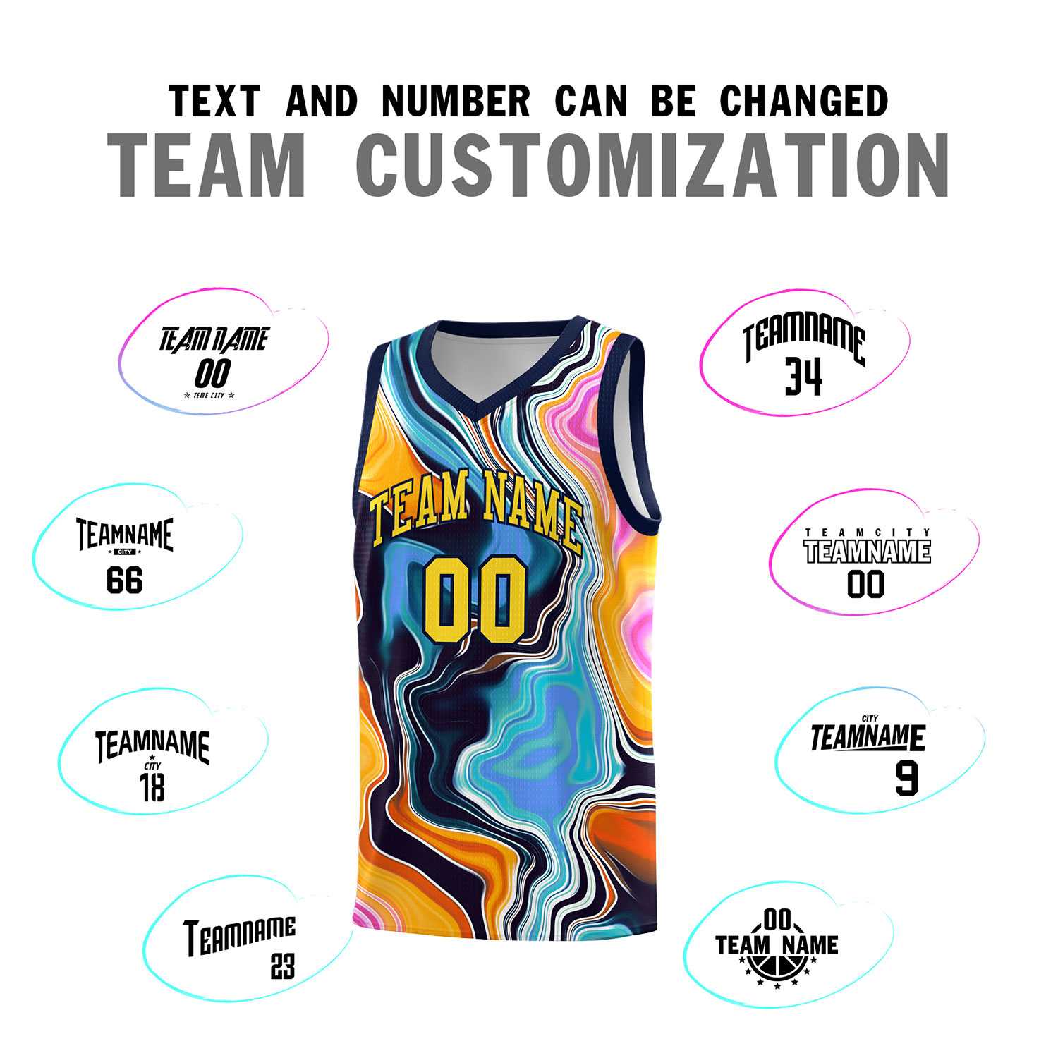 Custom Navy Fluid Painting Pattern Sports Uniform Basketball Jersey