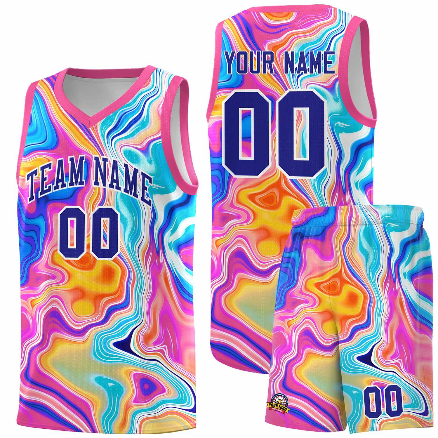 Custom Pink Fluid Painting Pattern Sports Uniform Basketball Jersey