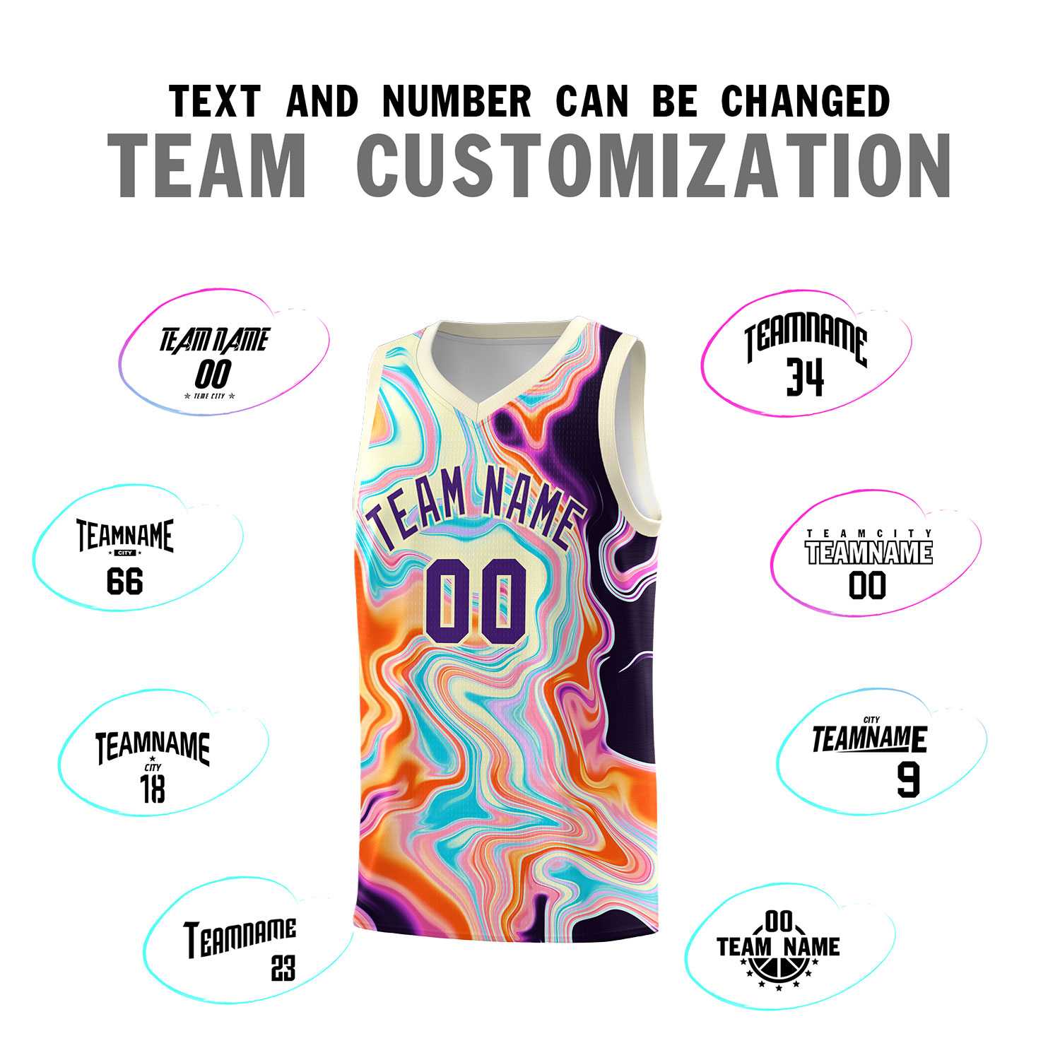 Custom Cream Fluid Painting Pattern Sports Uniform Basketball Jersey