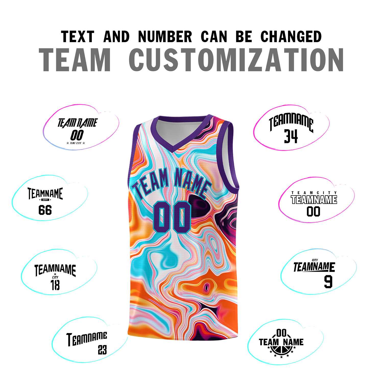 Custom Purple Fluid Painting Pattern Sports Uniform Basketball Jersey