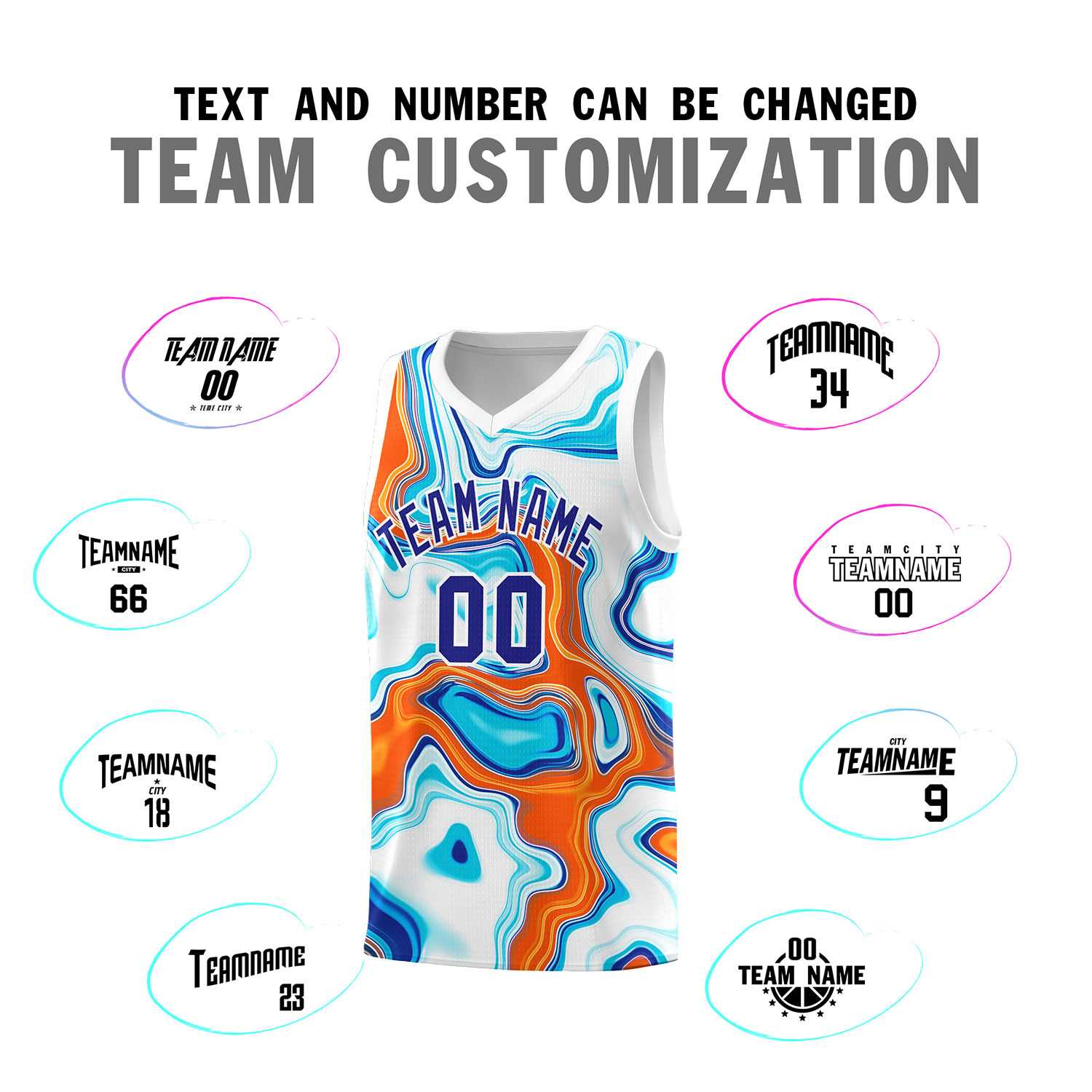 Custom White Fluid Painting Pattern Sports Uniform Basketball Jersey