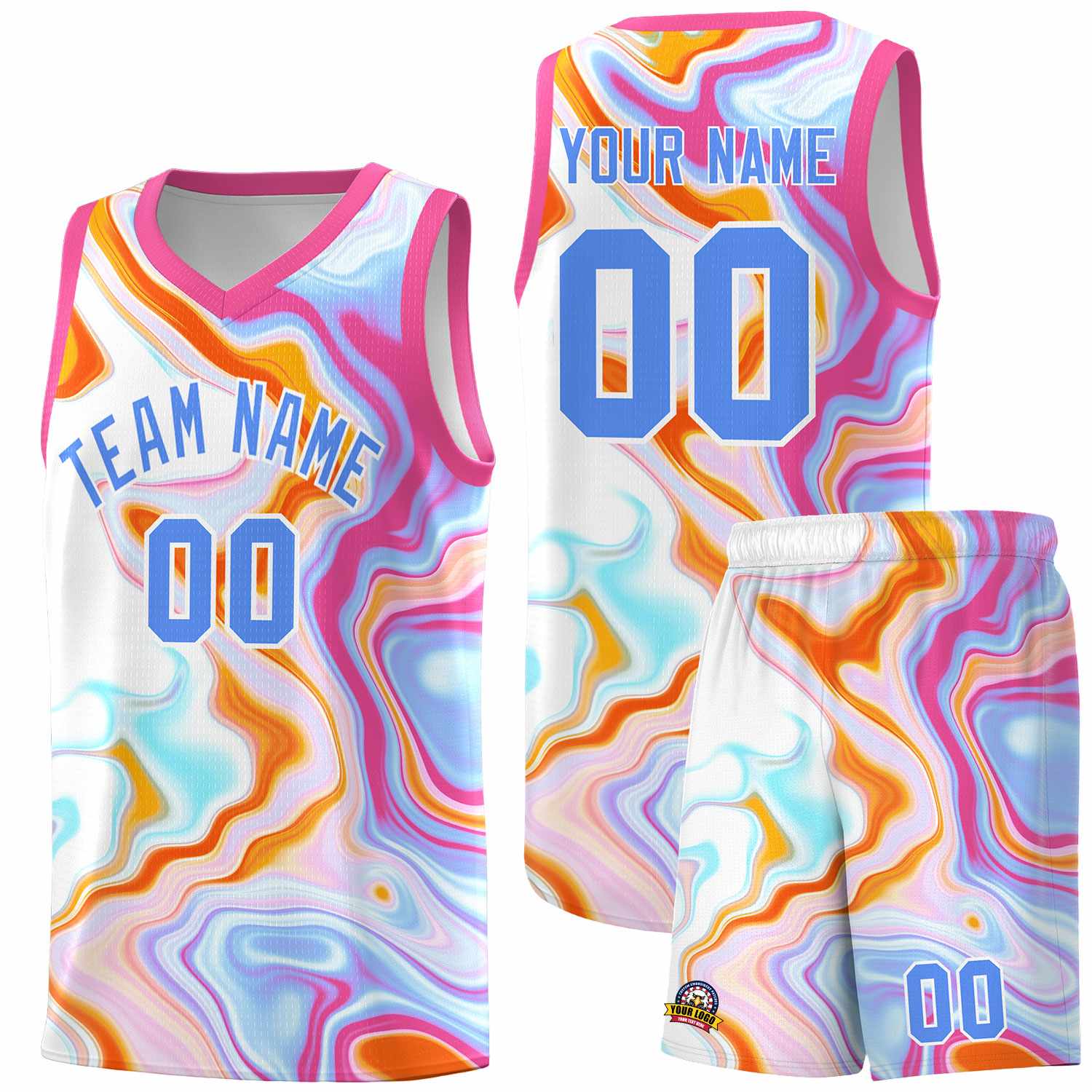 Custom Pink Fluid Painting Pattern Sports Uniform Basketball Jersey